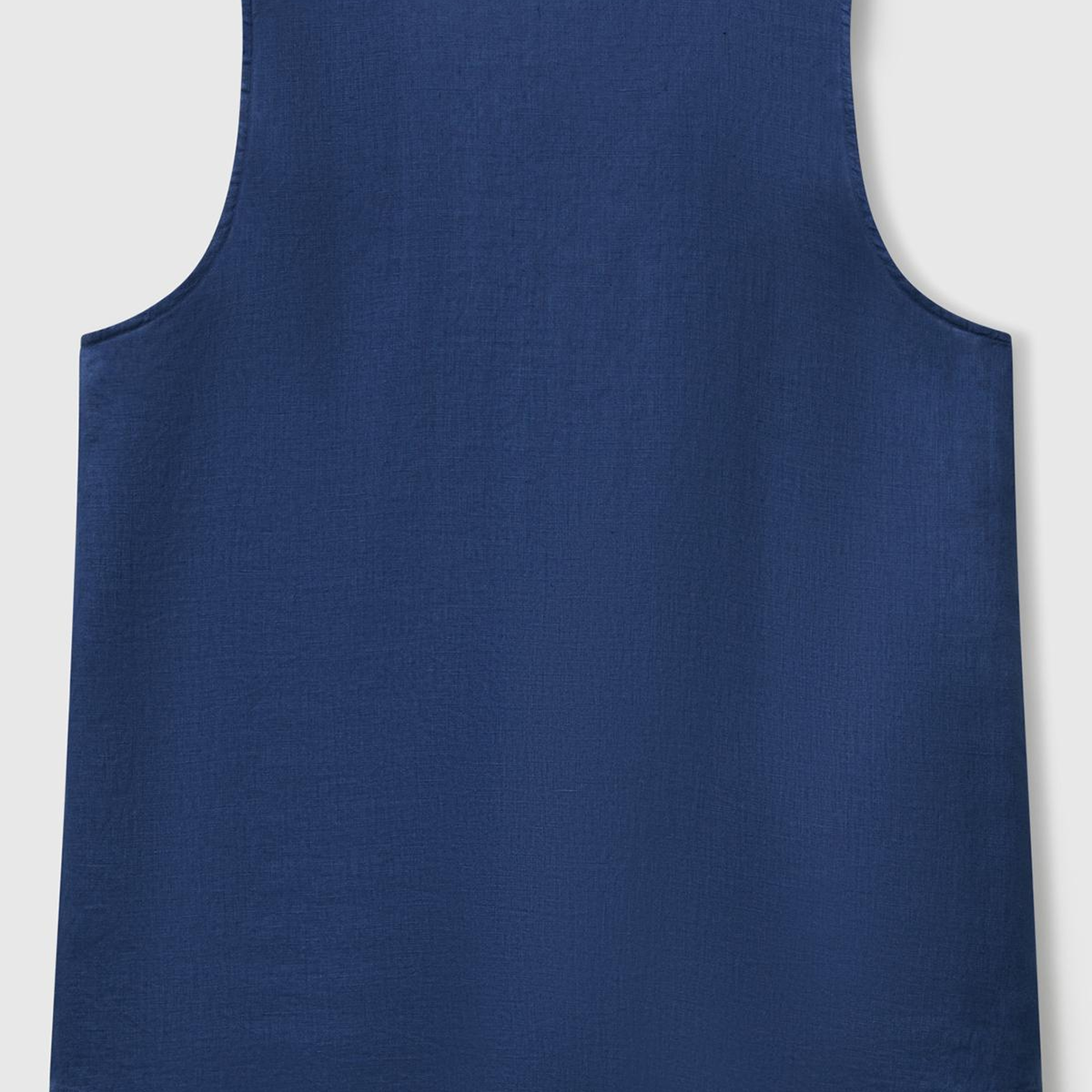 Kadın Denim %100 Keten V Yaka Kolsuz Geniş Kesim Bluz