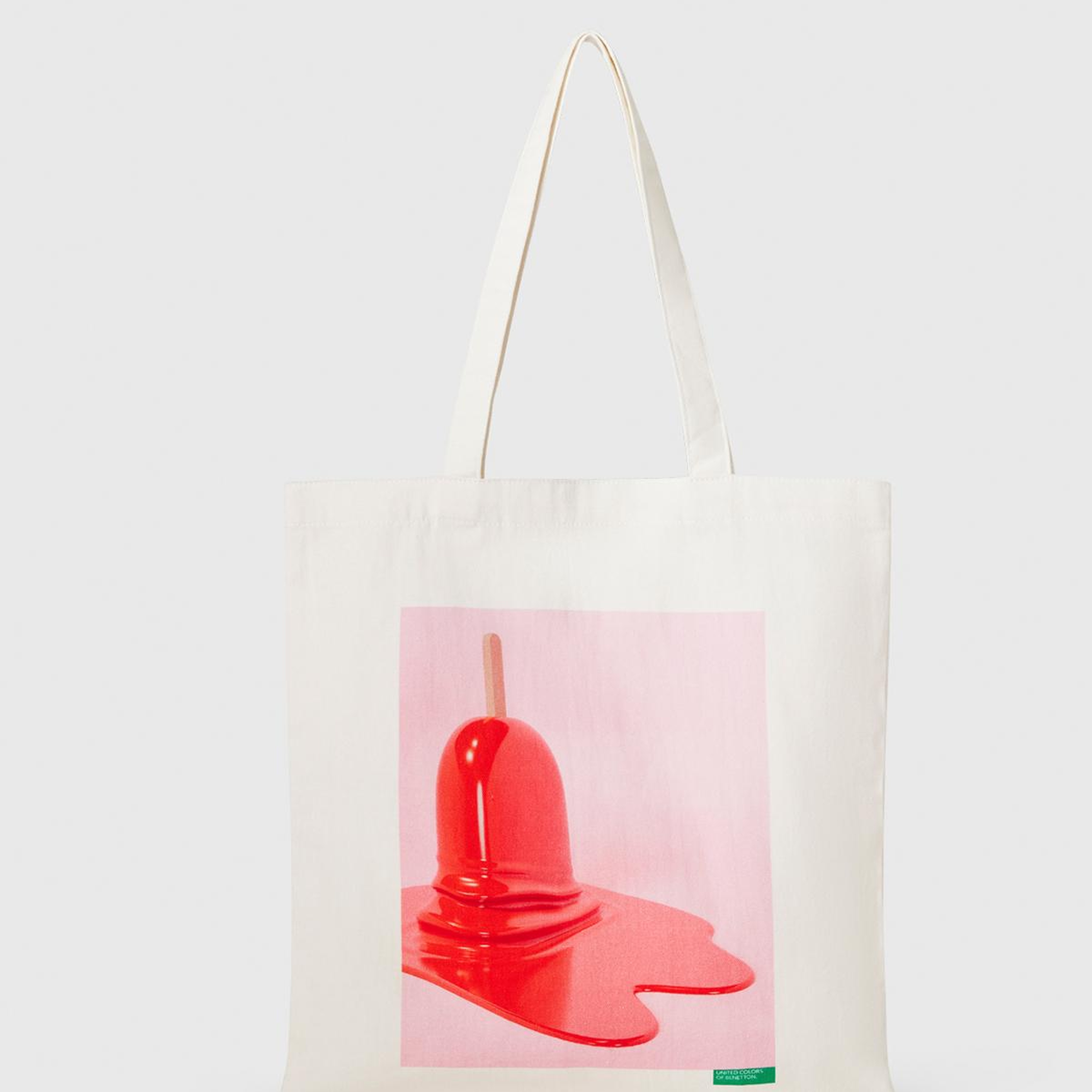 Kadın Kırmızı Mix %100 Koton Dondurma Desenli Tote Çanta