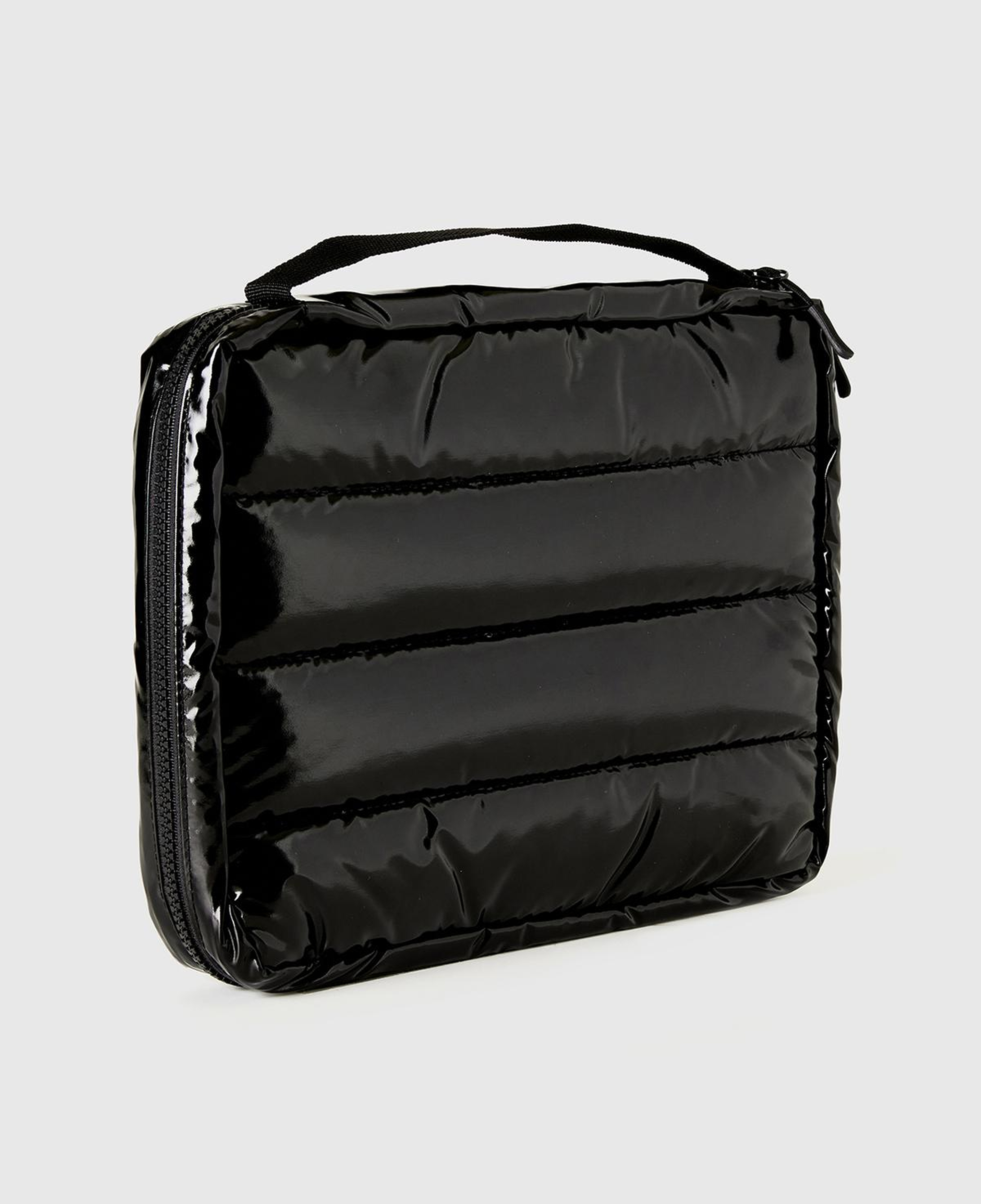 Unisex Siyah Dolgulu Parlak Organizer Çanta