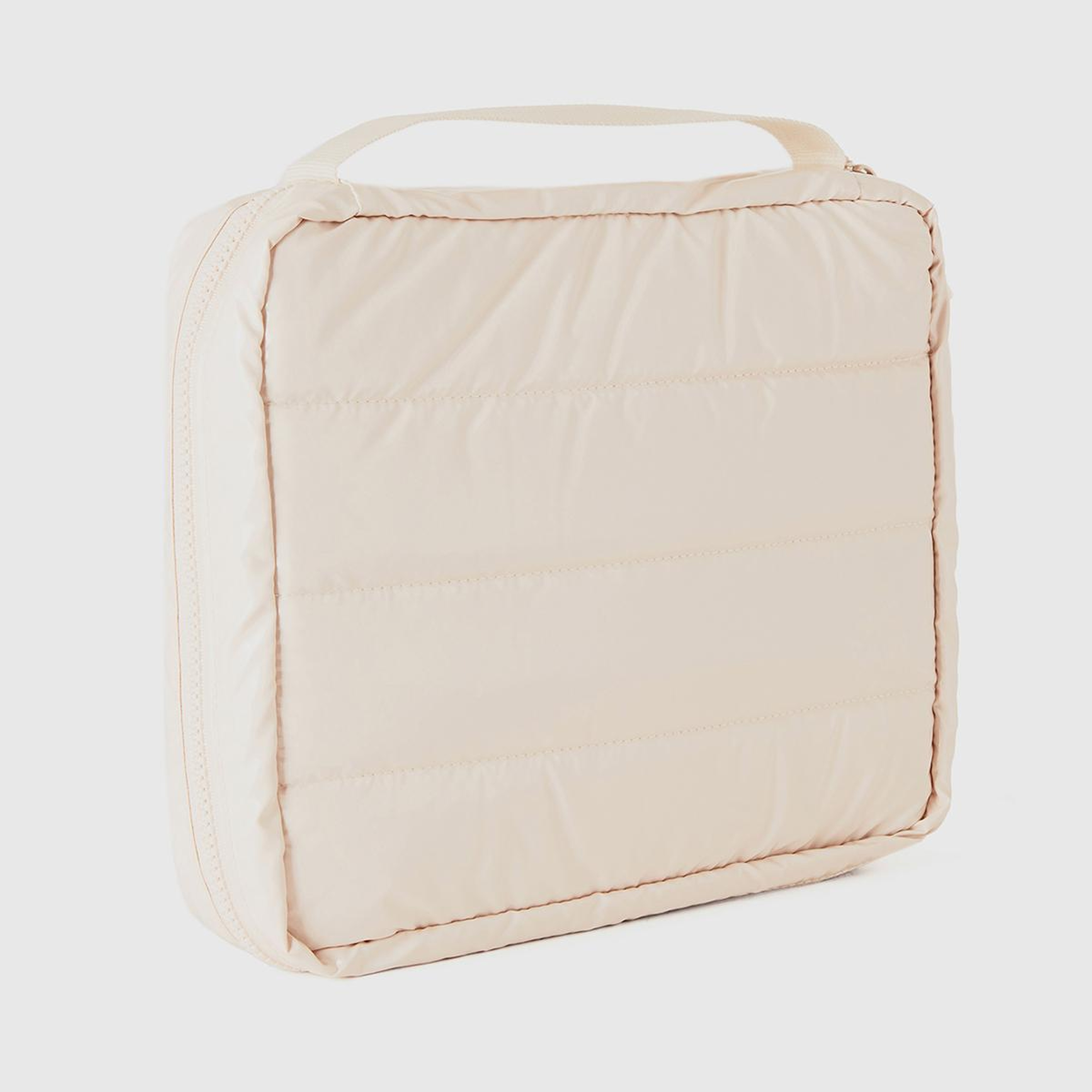Unisex Krem Dolgulu Parlak Organizer Çanta