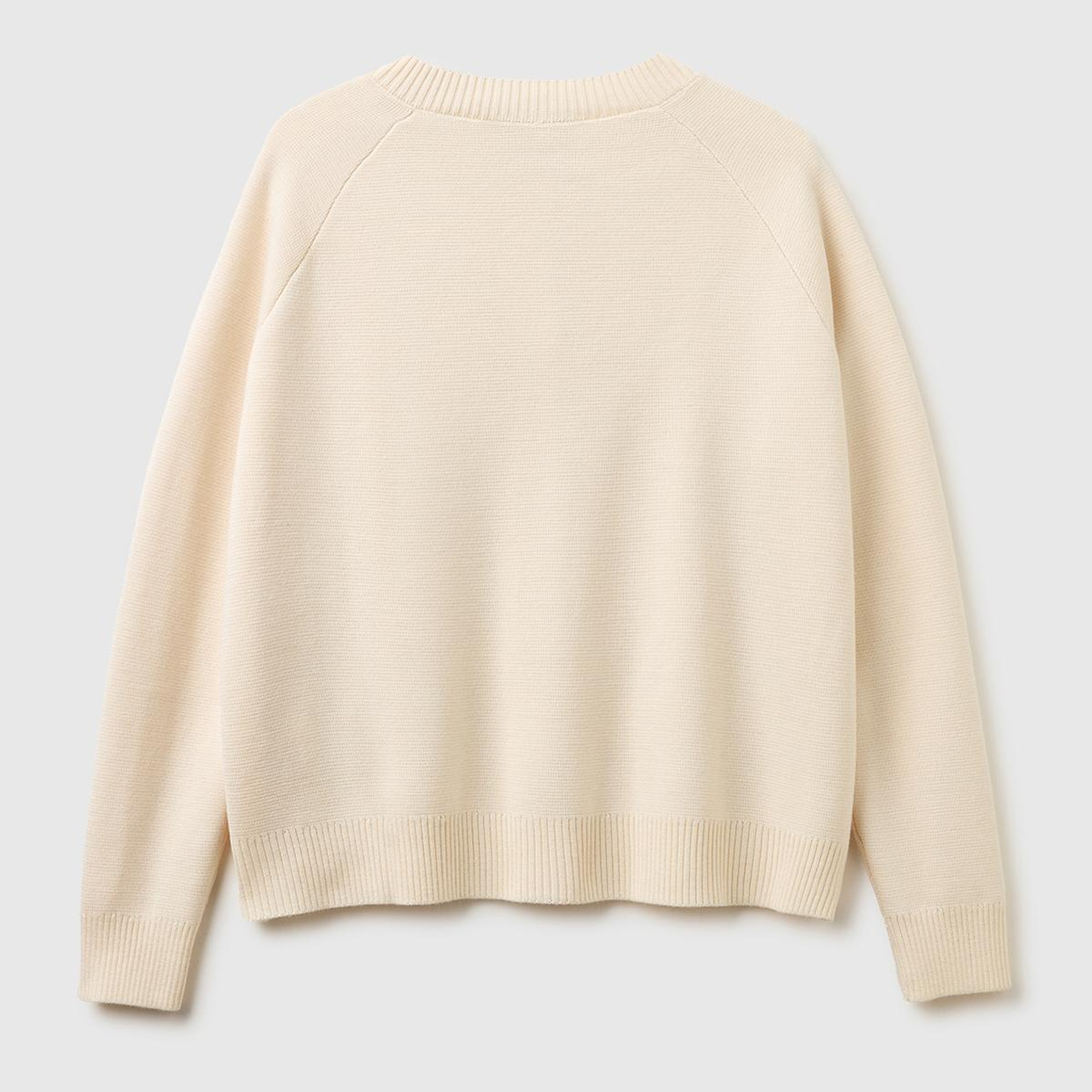 Kadın Krem Yün Karışımlı Gümüş Düğmeli Reglan Kol Hırka