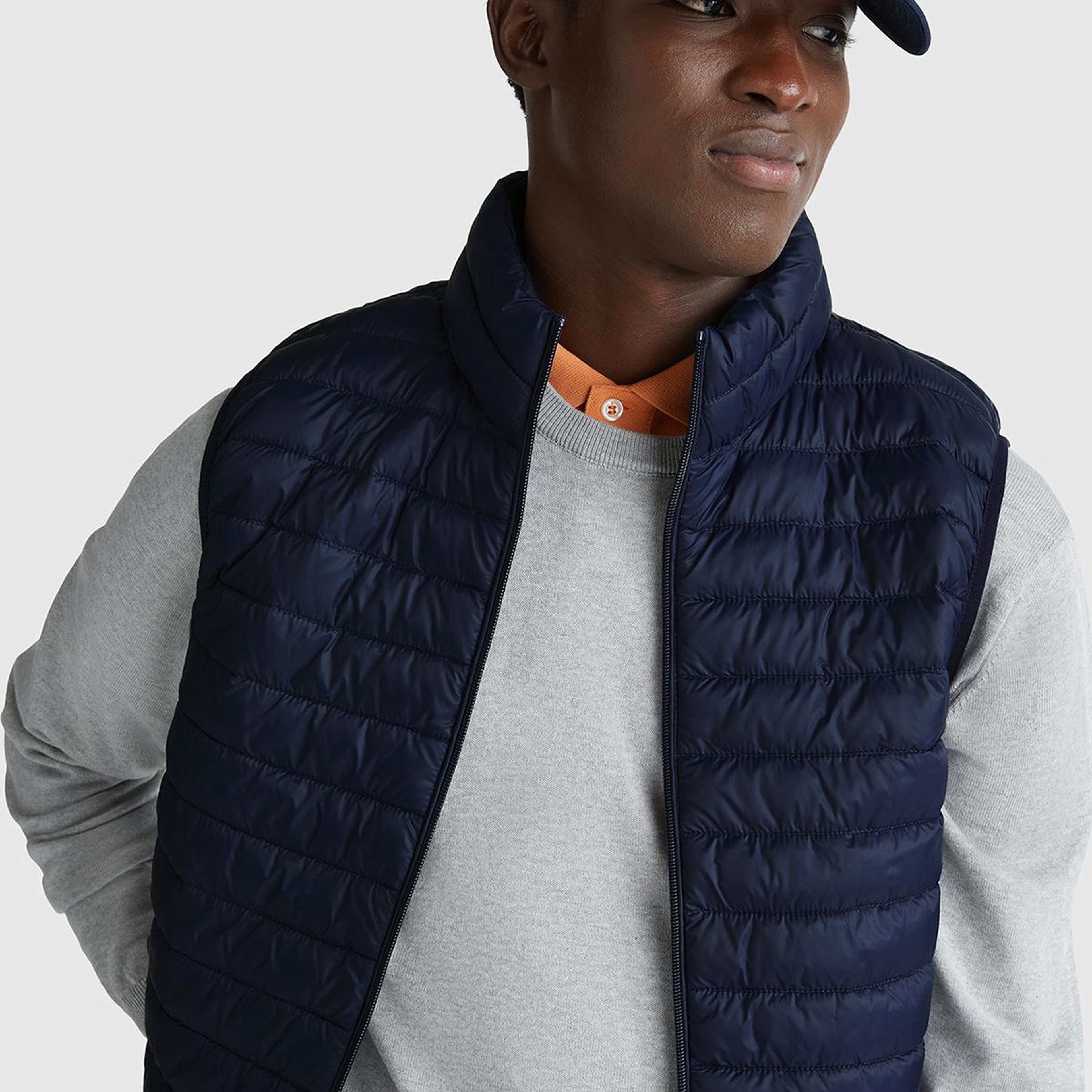 Erkek Lacivert Polyester Dolgulu Regular Fit Yelek