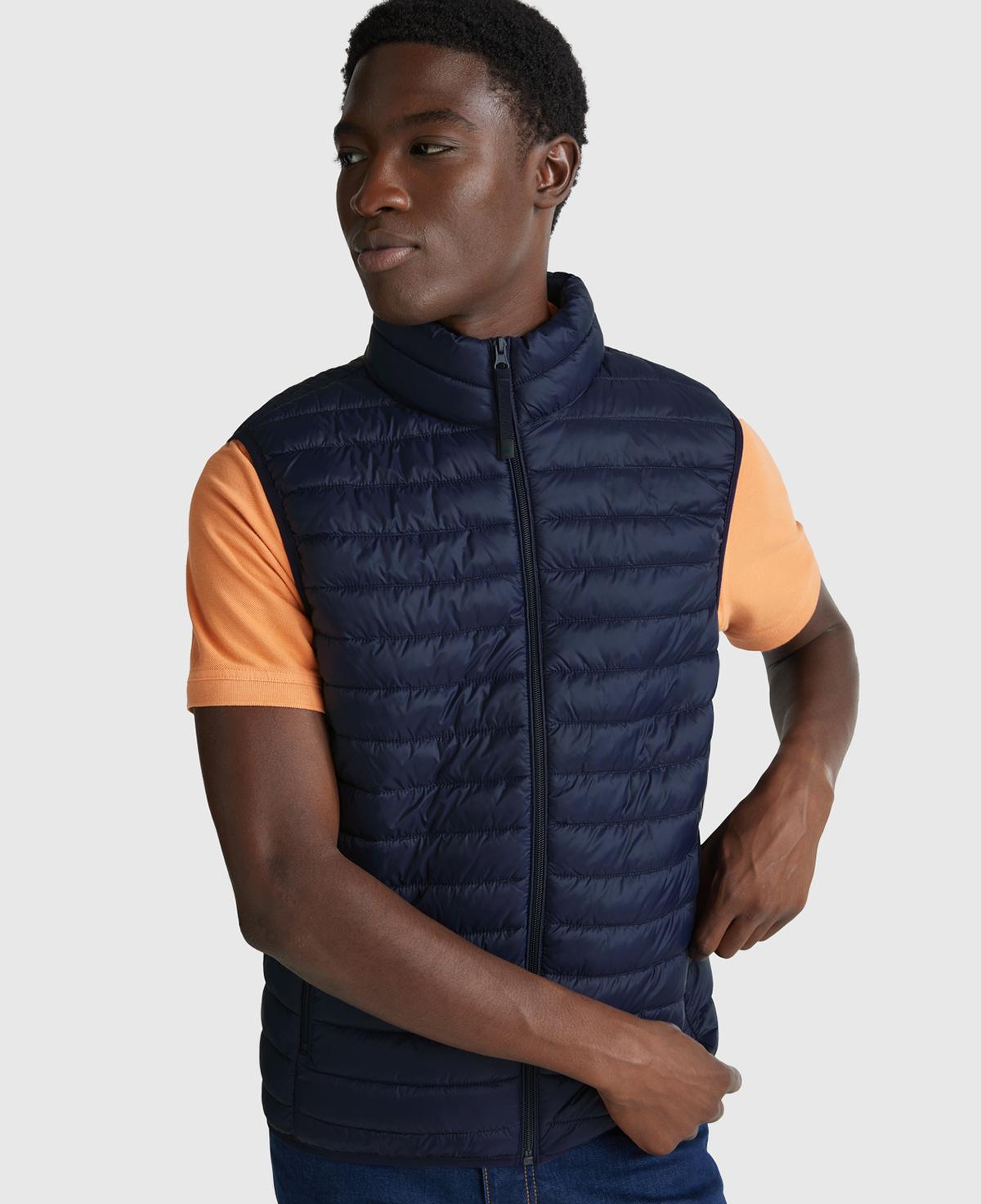 Erkek Lacivert Polyester Dolgulu Regular Fit Yelek