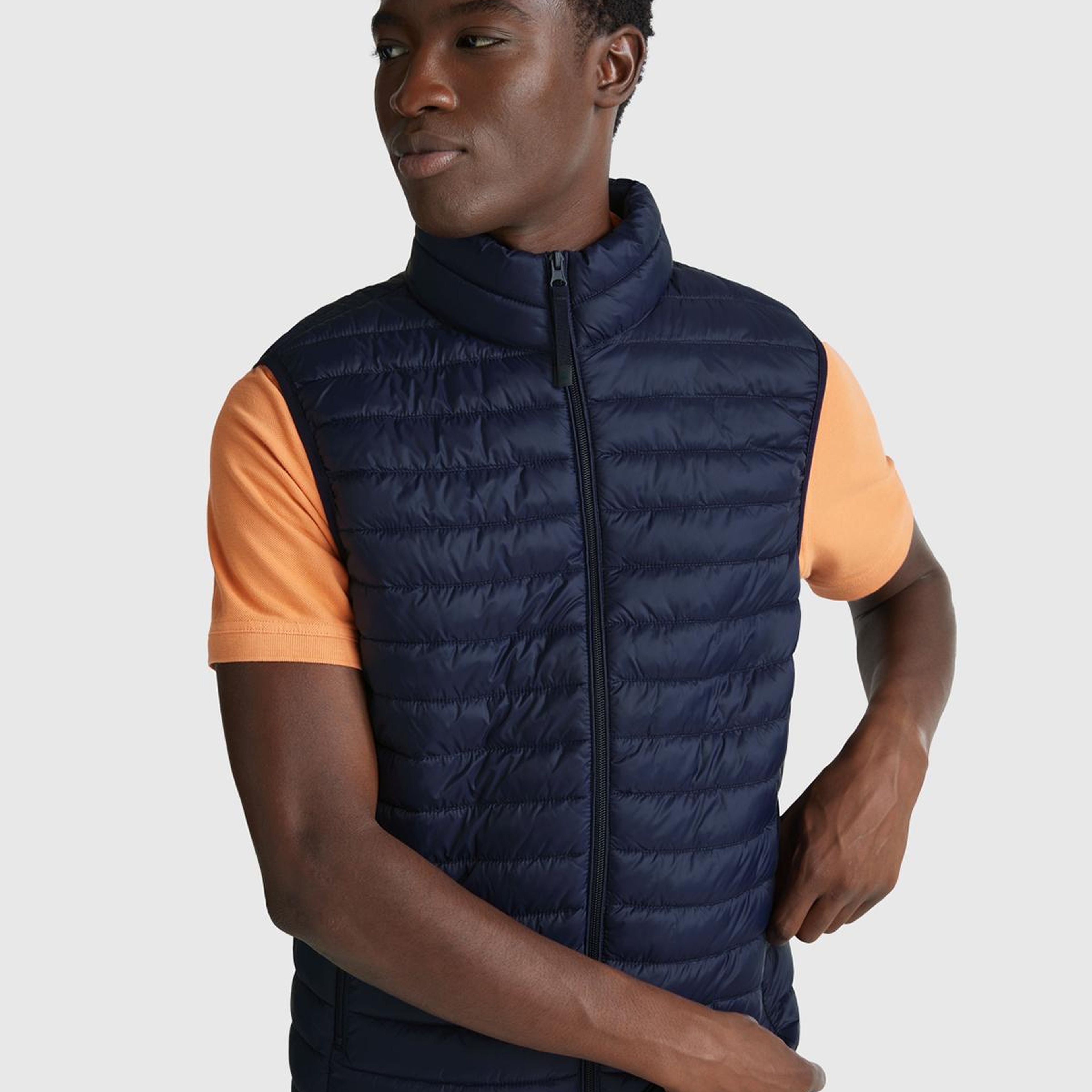 Erkek Lacivert Polyester Dolgulu Regular Fit Yelek