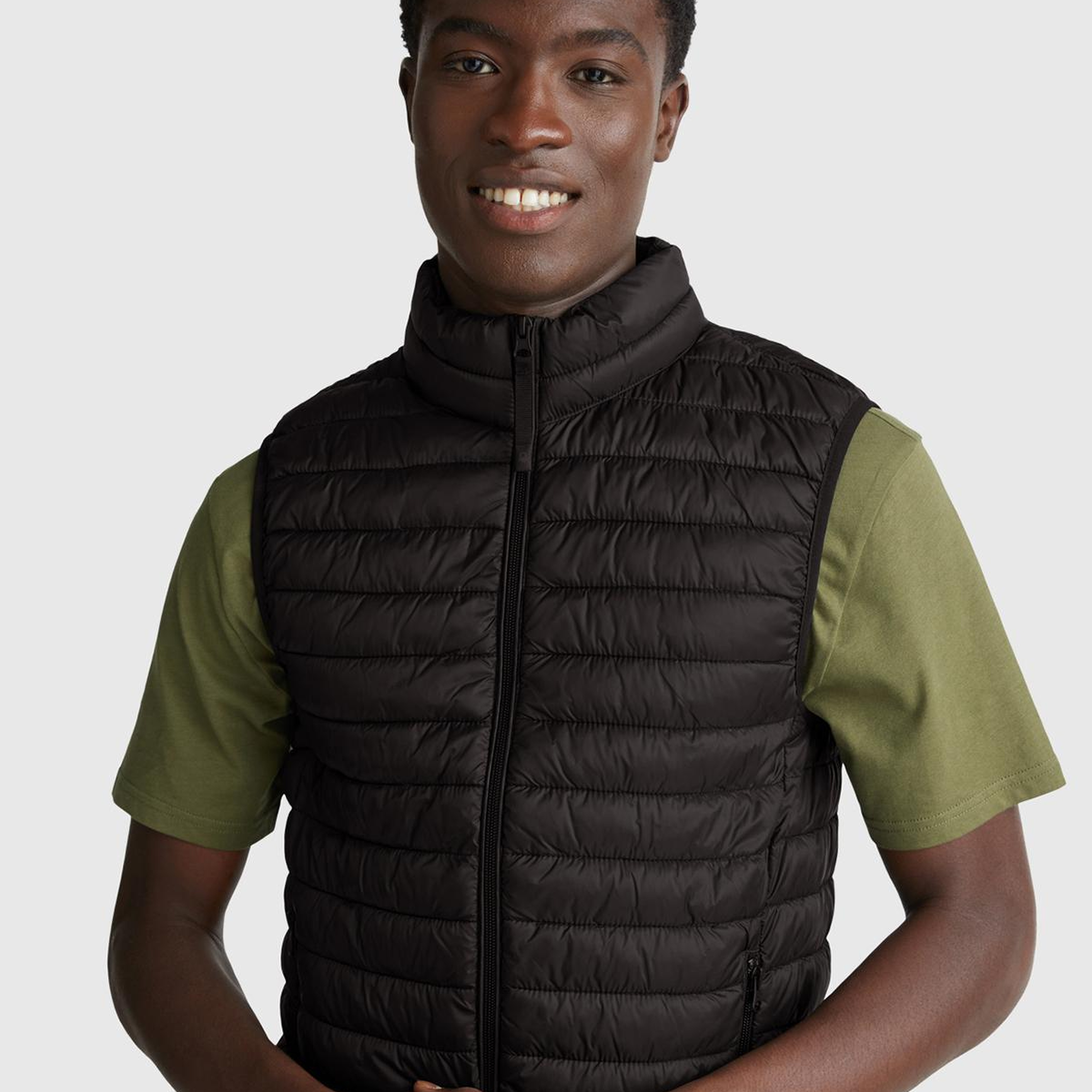 Erkek Siyah Polyester Dolgulu Regular Fit Yelek