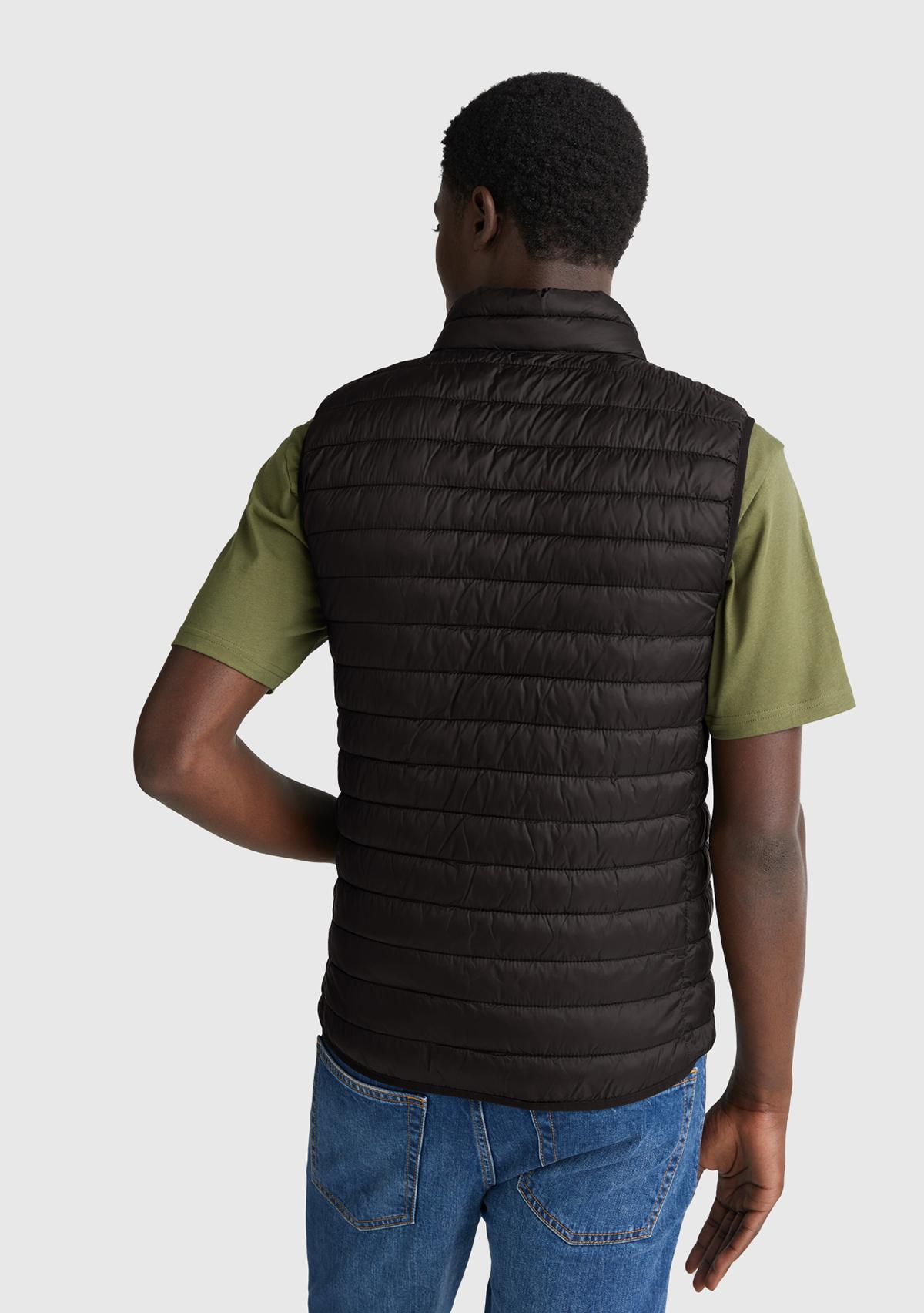 Erkek Siyah Polyester Dolgulu Regular Fit Yelek