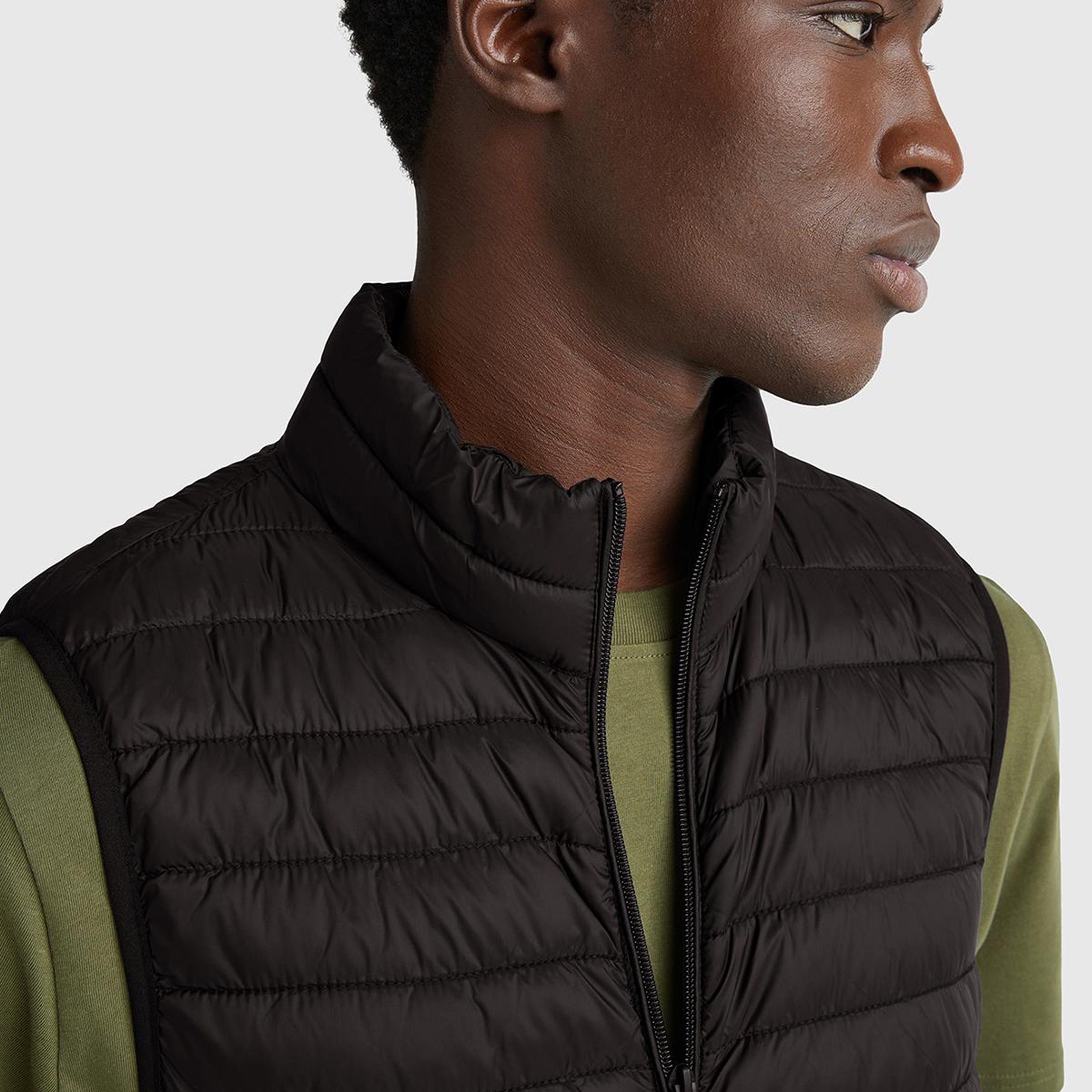 Erkek Siyah Polyester Dolgulu Regular Fit Yelek