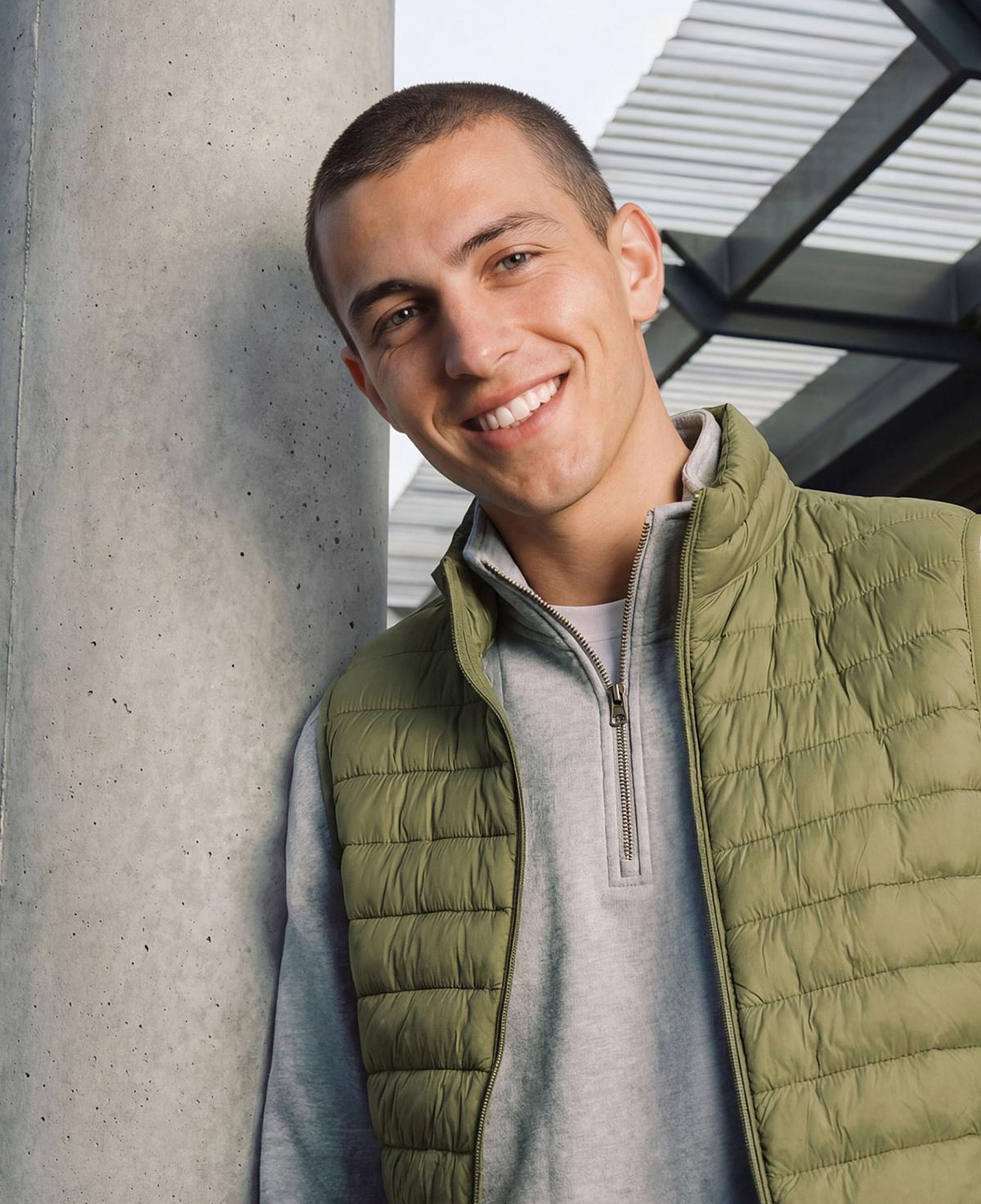 Erkek Yeşil Polyester Dolgulu Regular Fit Yelek