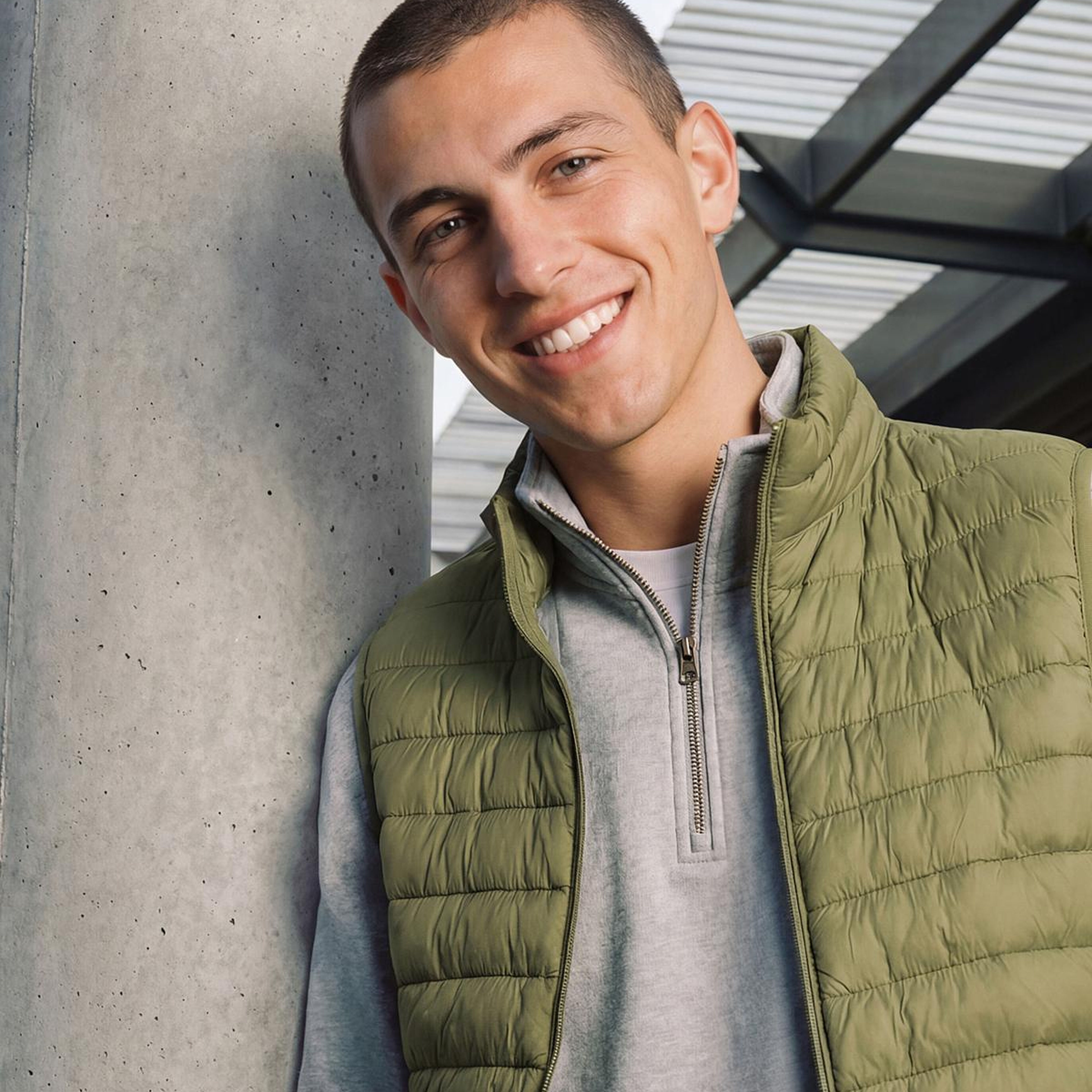 Erkek Yeşil Polyester Dolgulu Regular Fit Yelek