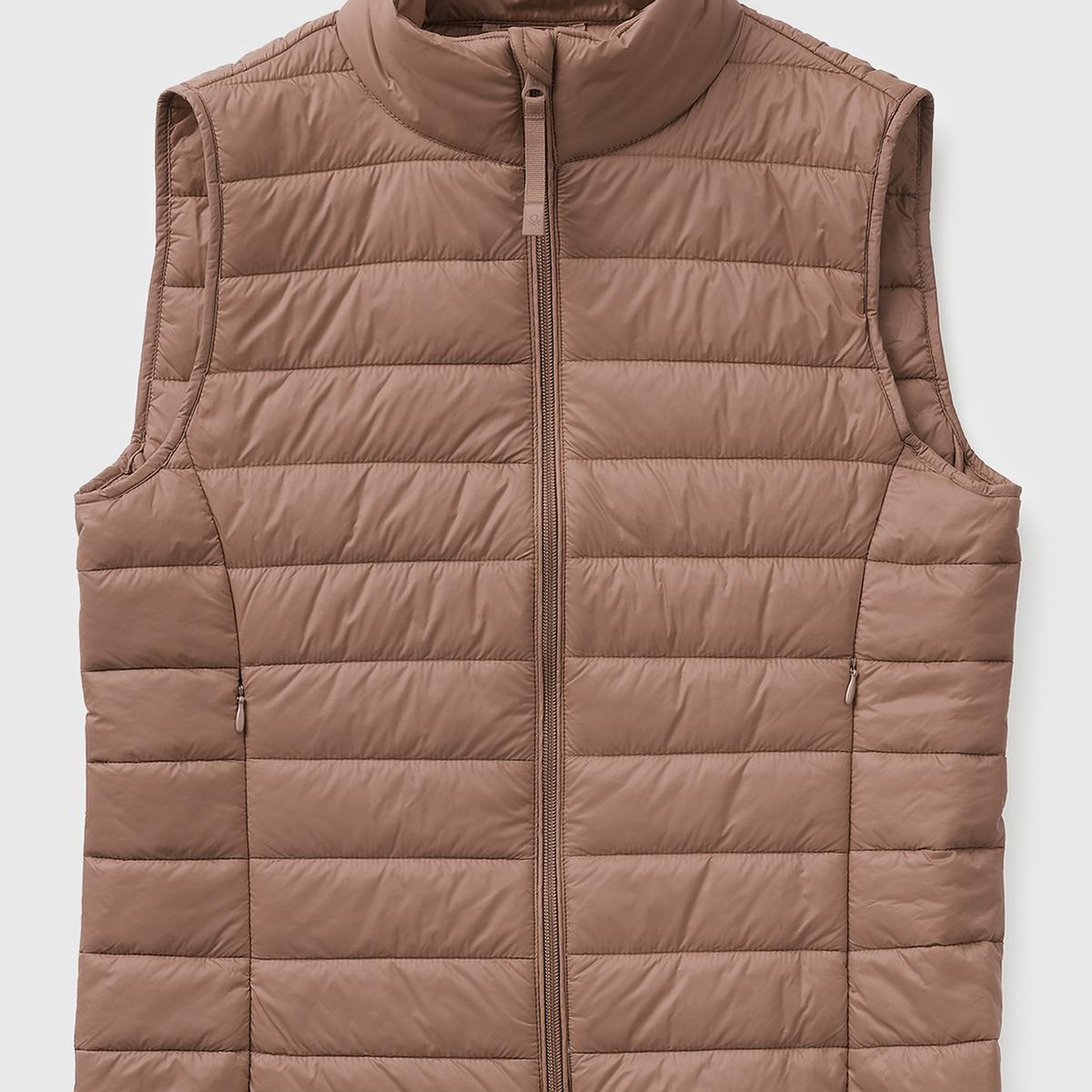 Kadın Vizon Polyester Dolgulu Fermuarlı Slim Fit Pufa Yelek