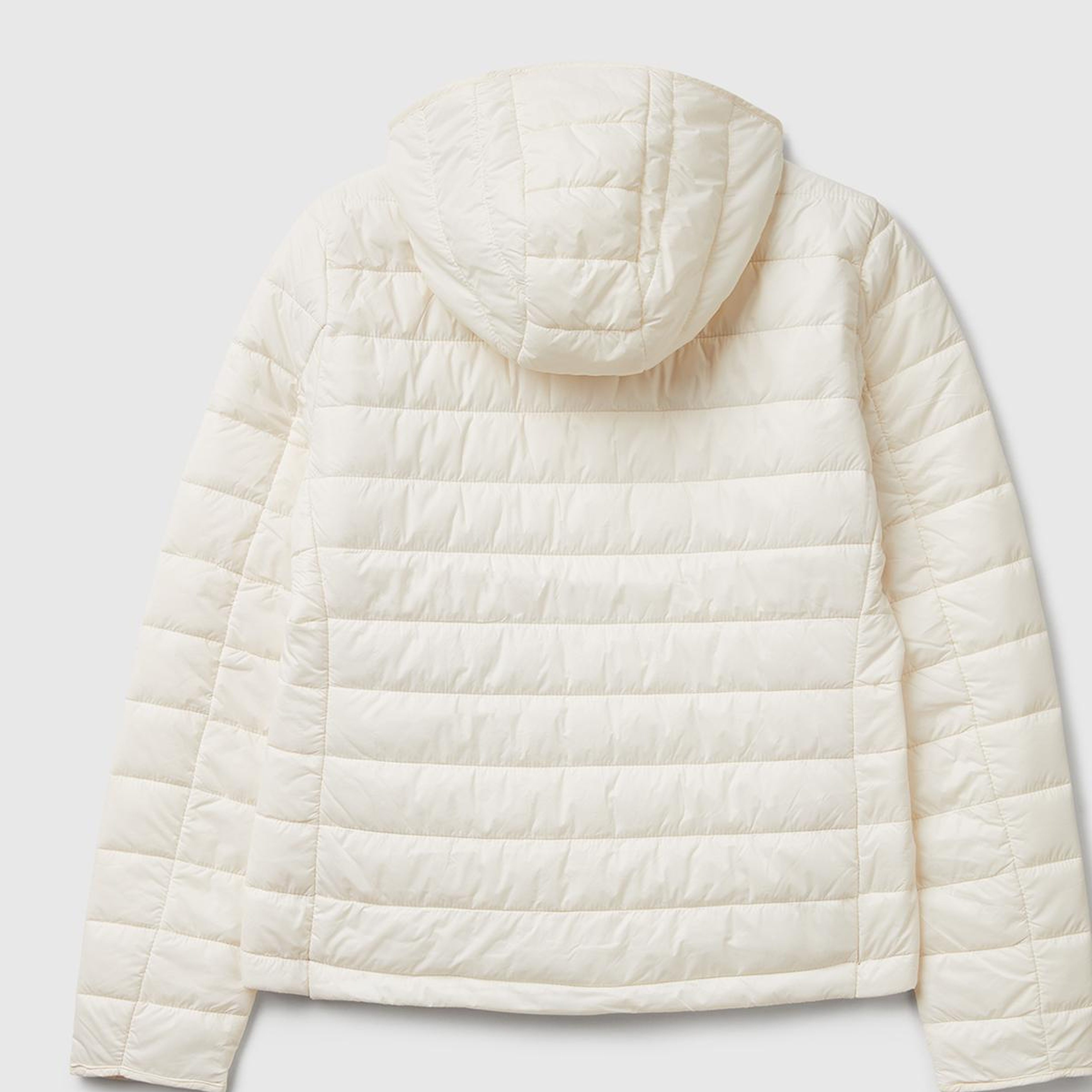 Kadın Krem Polyester Dolgulu Feramuarlı Kapüşonlu Slim Fit Puffer Mont