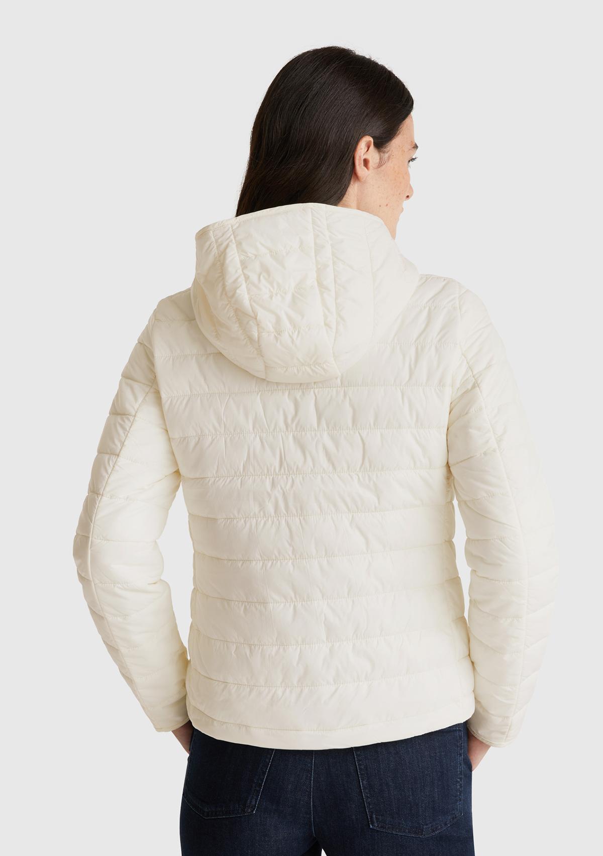 Kadın Krem Polyester Dolgulu Feramuarlı Kapüşonlu Slim Fit Puffer Mont