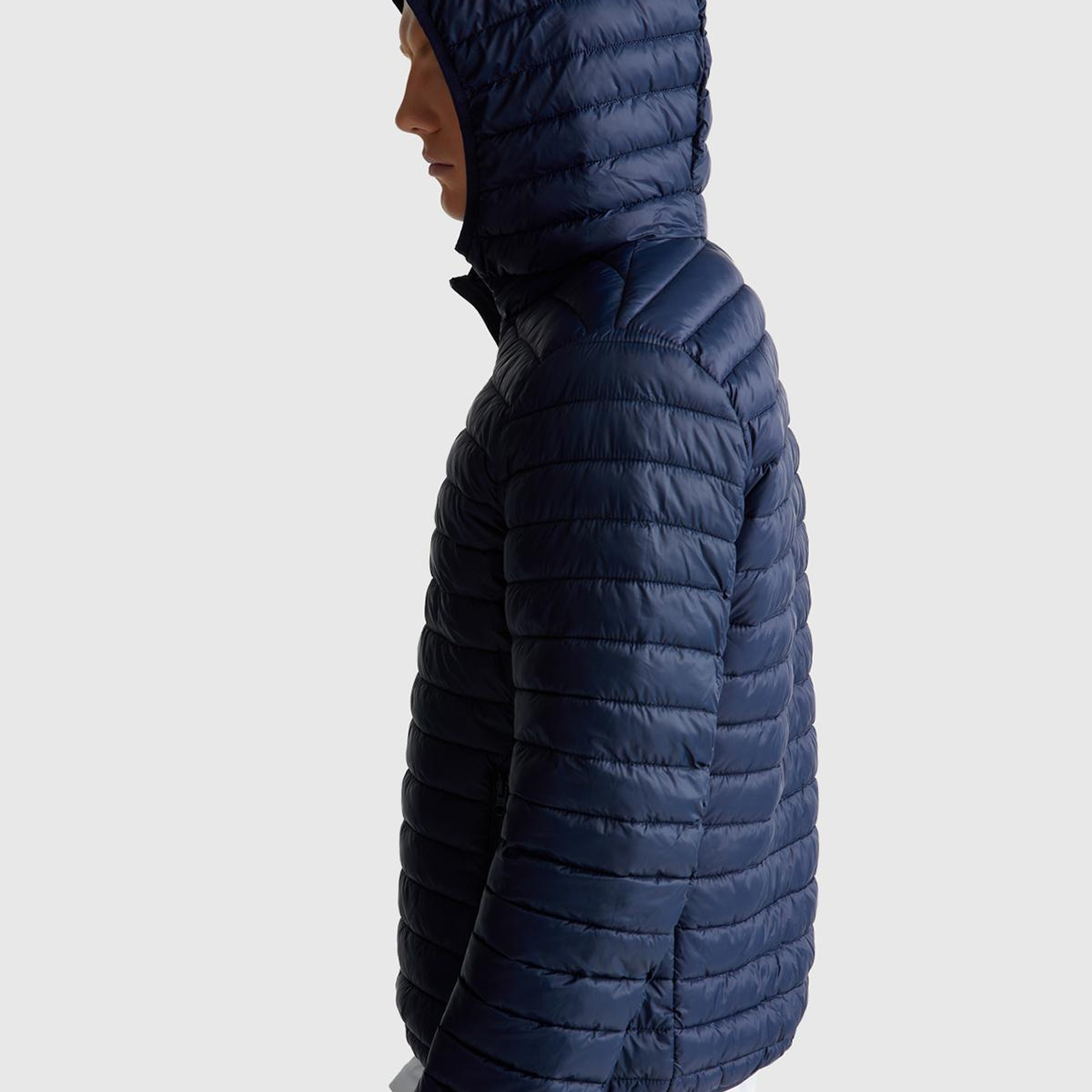 Erkek Lacivert Polyester Dolgulu Regular Fit Kapüşonlu Puffer Mont