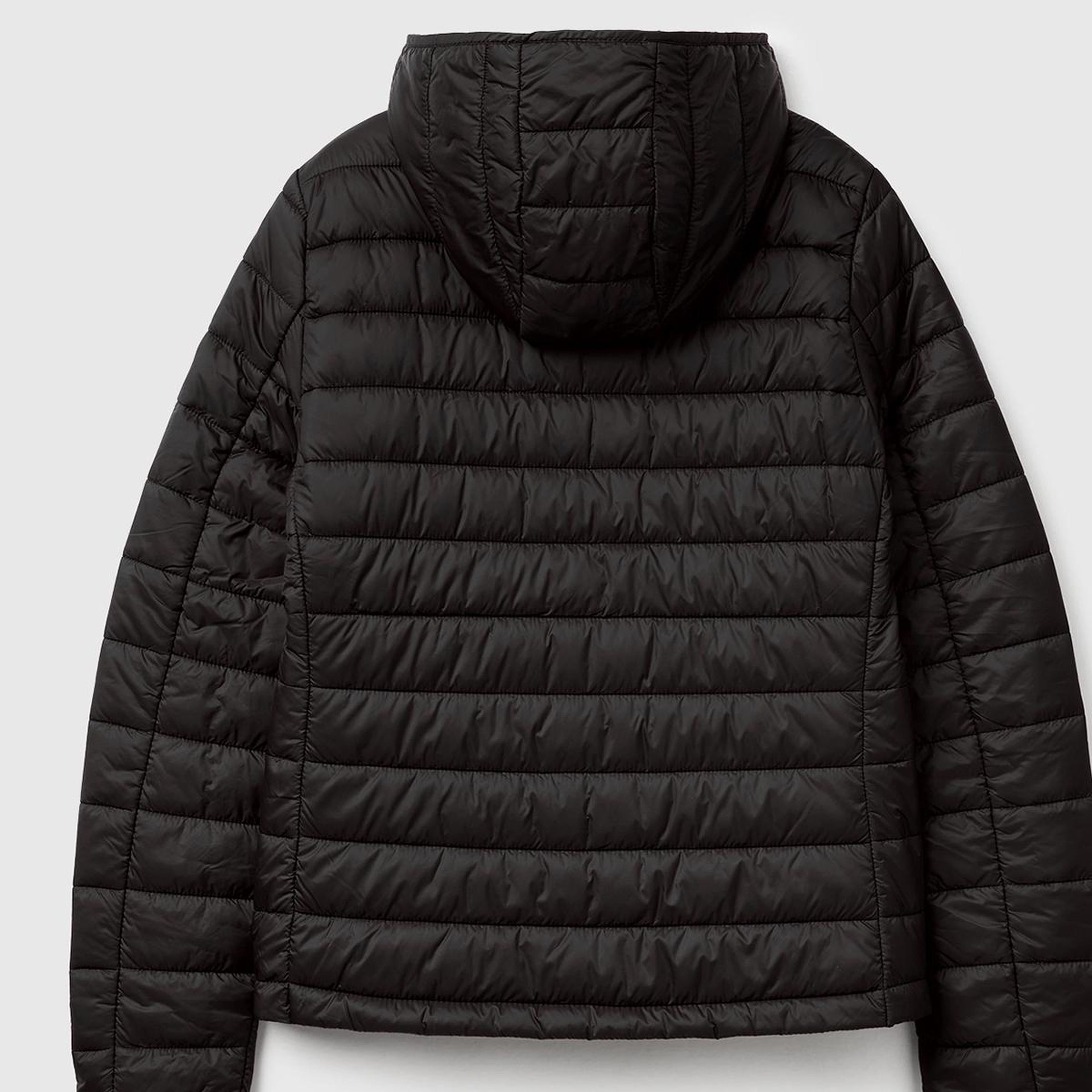 Kadın Siyah Polyester Dolgulu Feramuarlı Kapüşonlu Slim Fit Puffer Mont