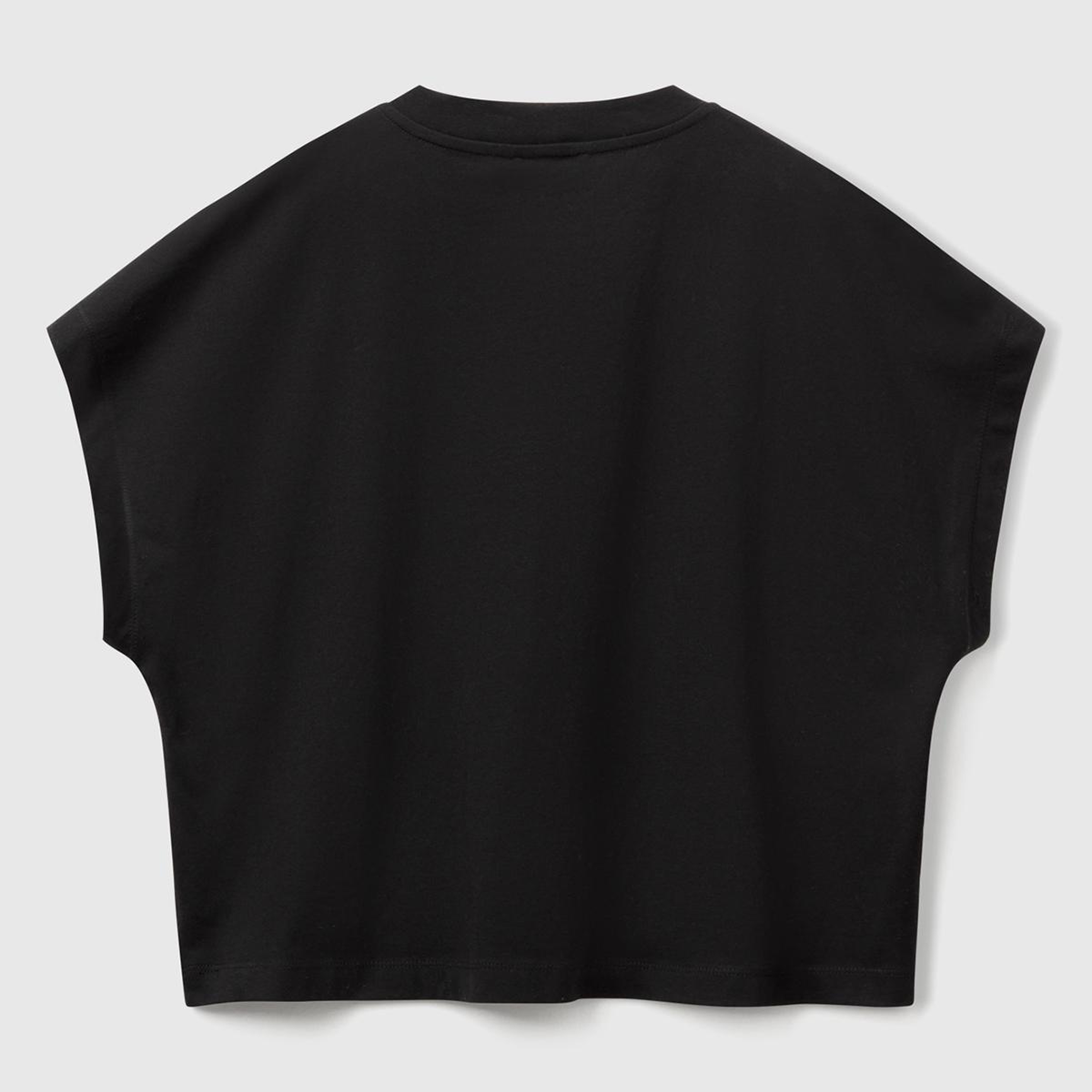 Kadın Siyah %100 Pamuk Kimono Kol Detaylı Bisiklet Yaka T-Shirt
