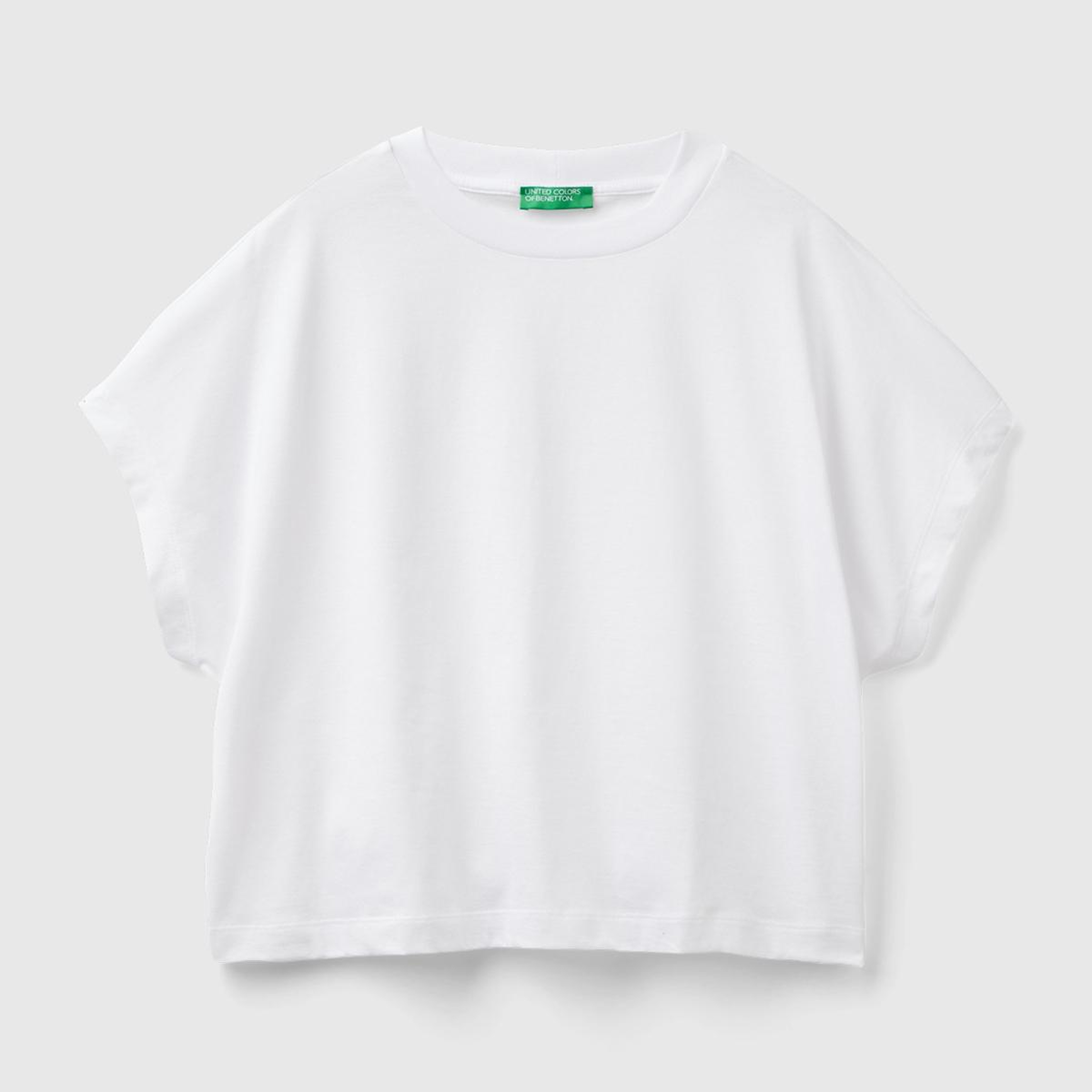 Kadın Beyaz %100 Pamuk Kimono Kol Detaylı Bisiklet Yaka T-Shirt