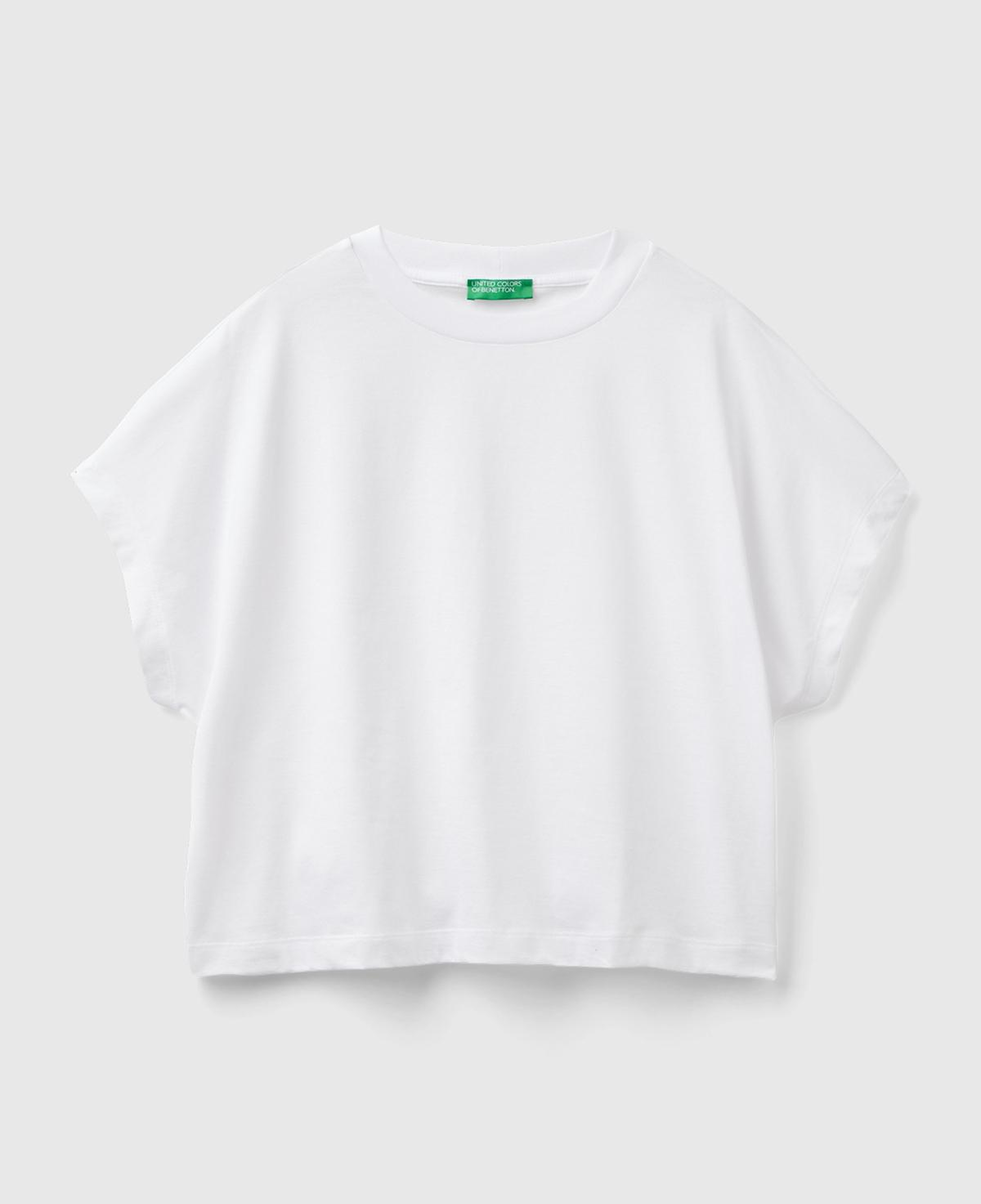 Kadın Beyaz %100 Pamuk Kimono Kol Detaylı Bisiklet Yaka T-Shirt