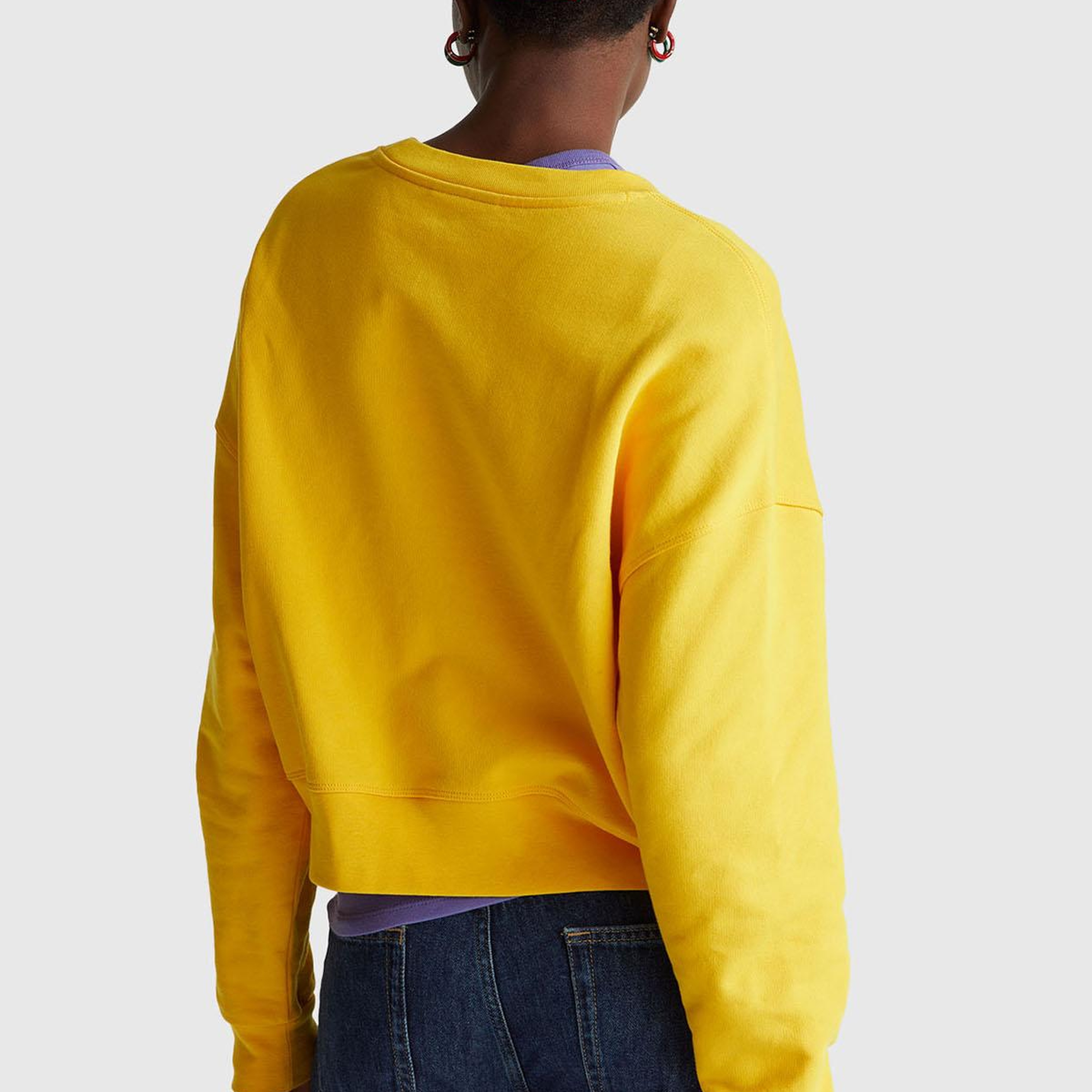 Kadın Sarı  %100 Pamuk Renk Bloklu Stranger Things Baskılı Sweatshirt