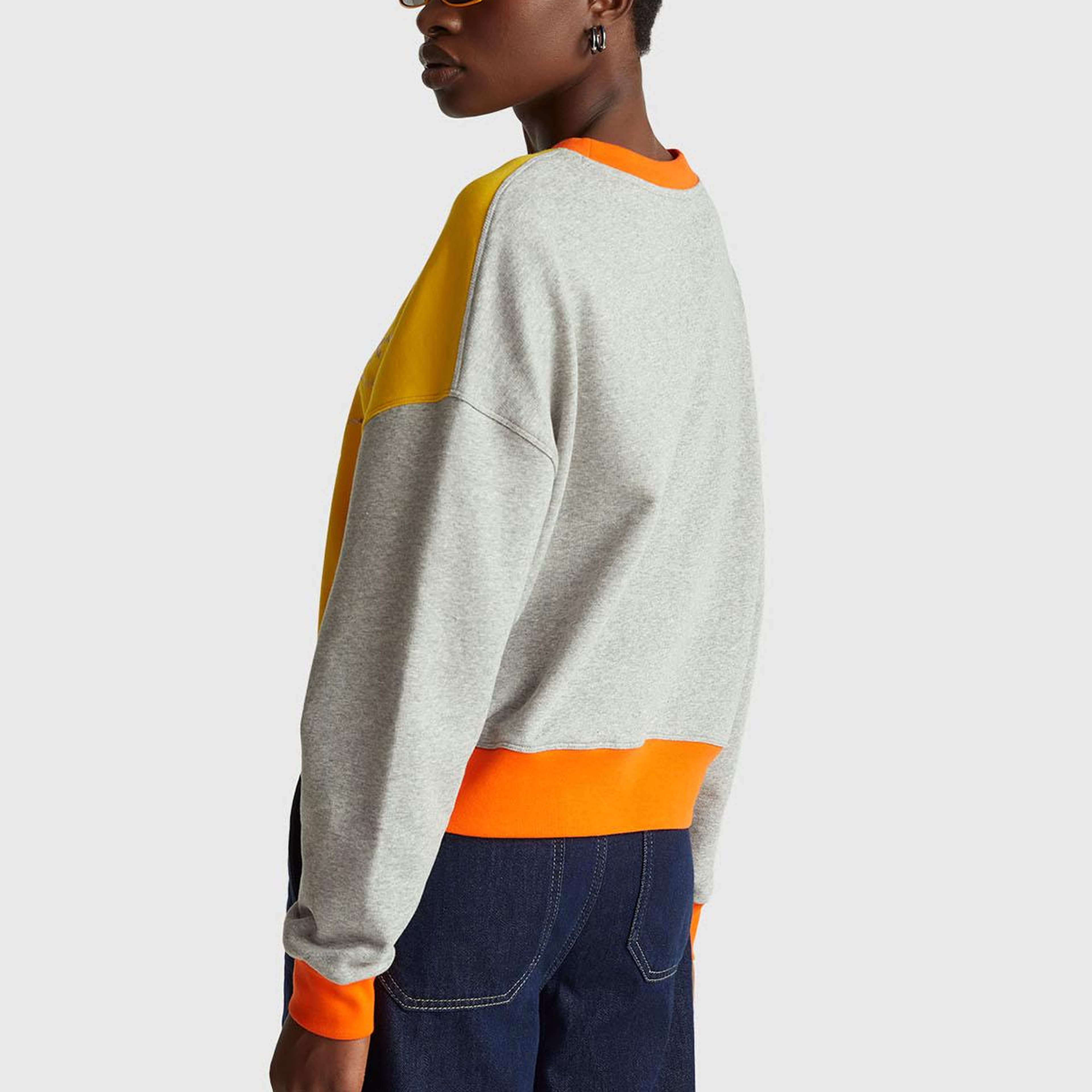 Kadın Sarı Mix  %100 Pamuk Renk Bloklu Stranger Things Baskılı Sweatshirt