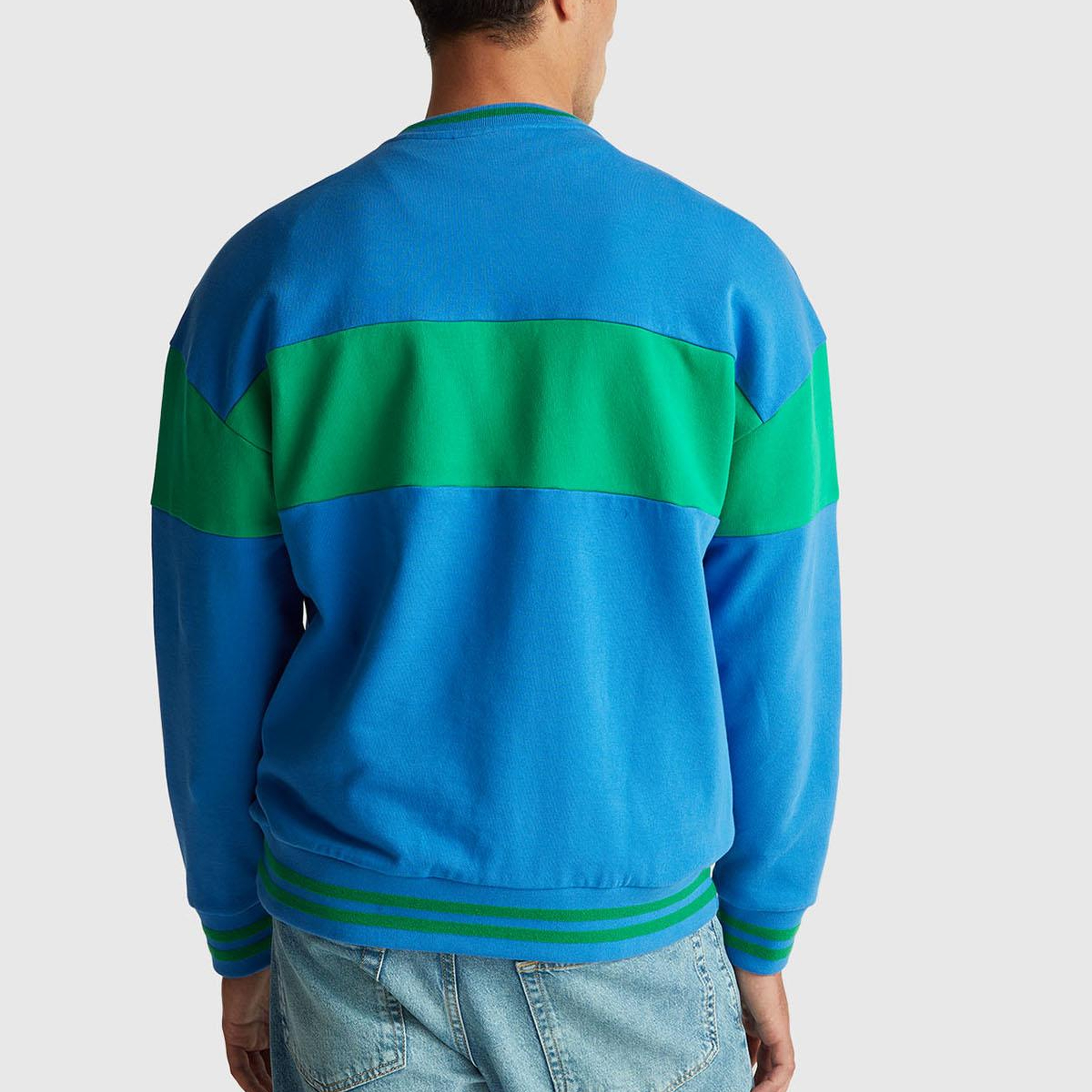 Unisex Mavi Stranger Things Renk Bloklu Sweatshirt
