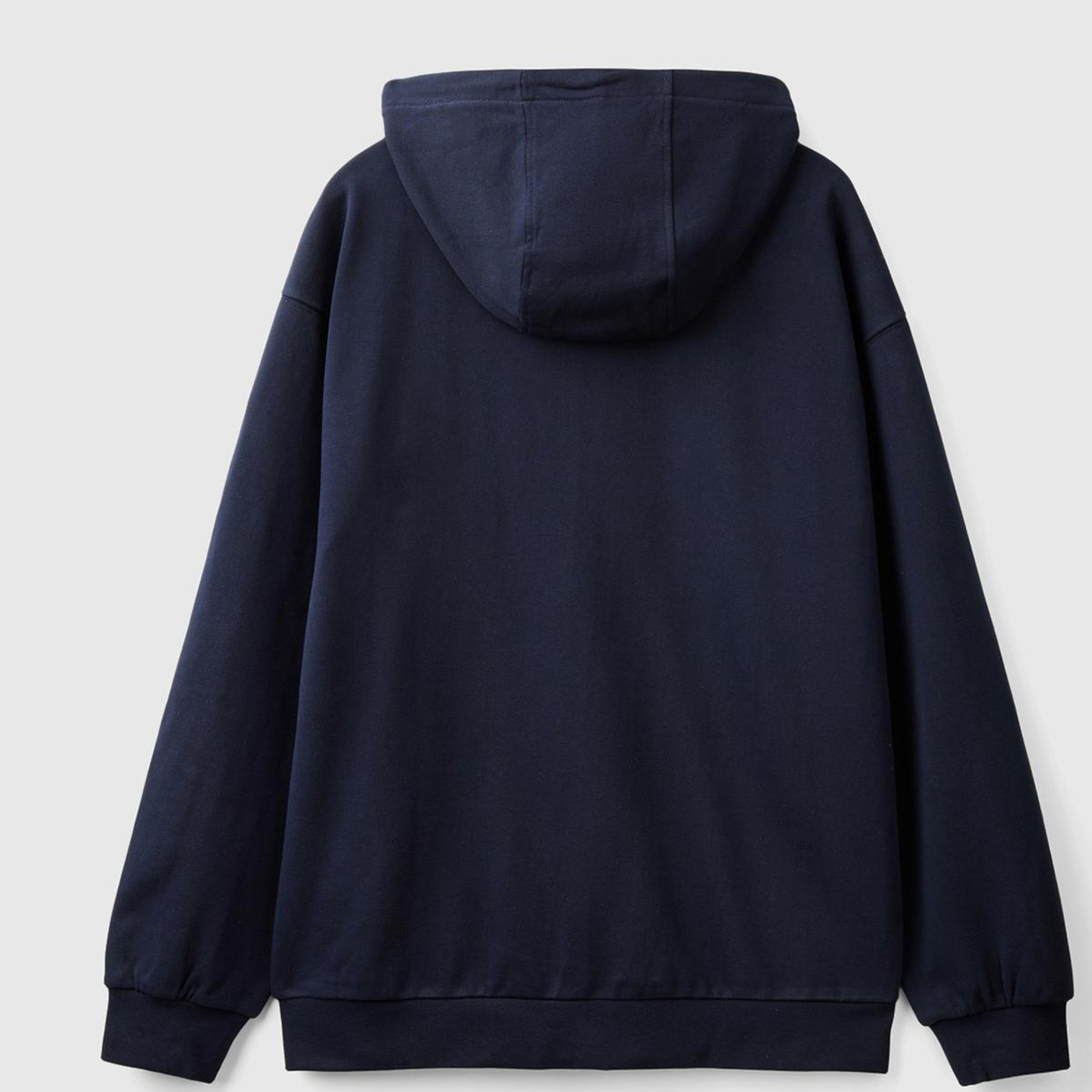 Erkek Lacivert %100 Pamuk Dar Kesim Fermuarlı Kapüşonlu Sweatshirt