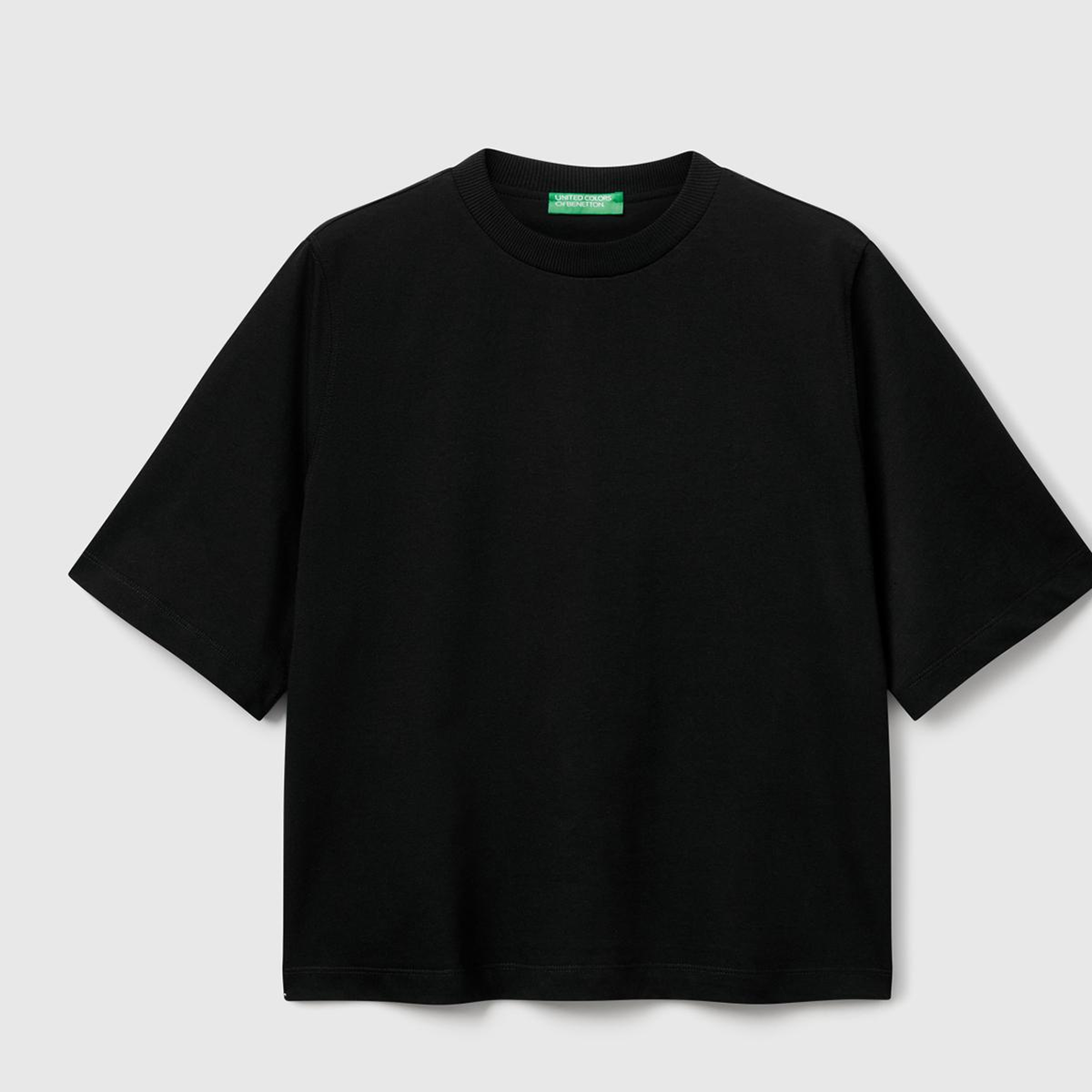 Kadın Siyah %100 Koton Boxy Fit T-Shirt