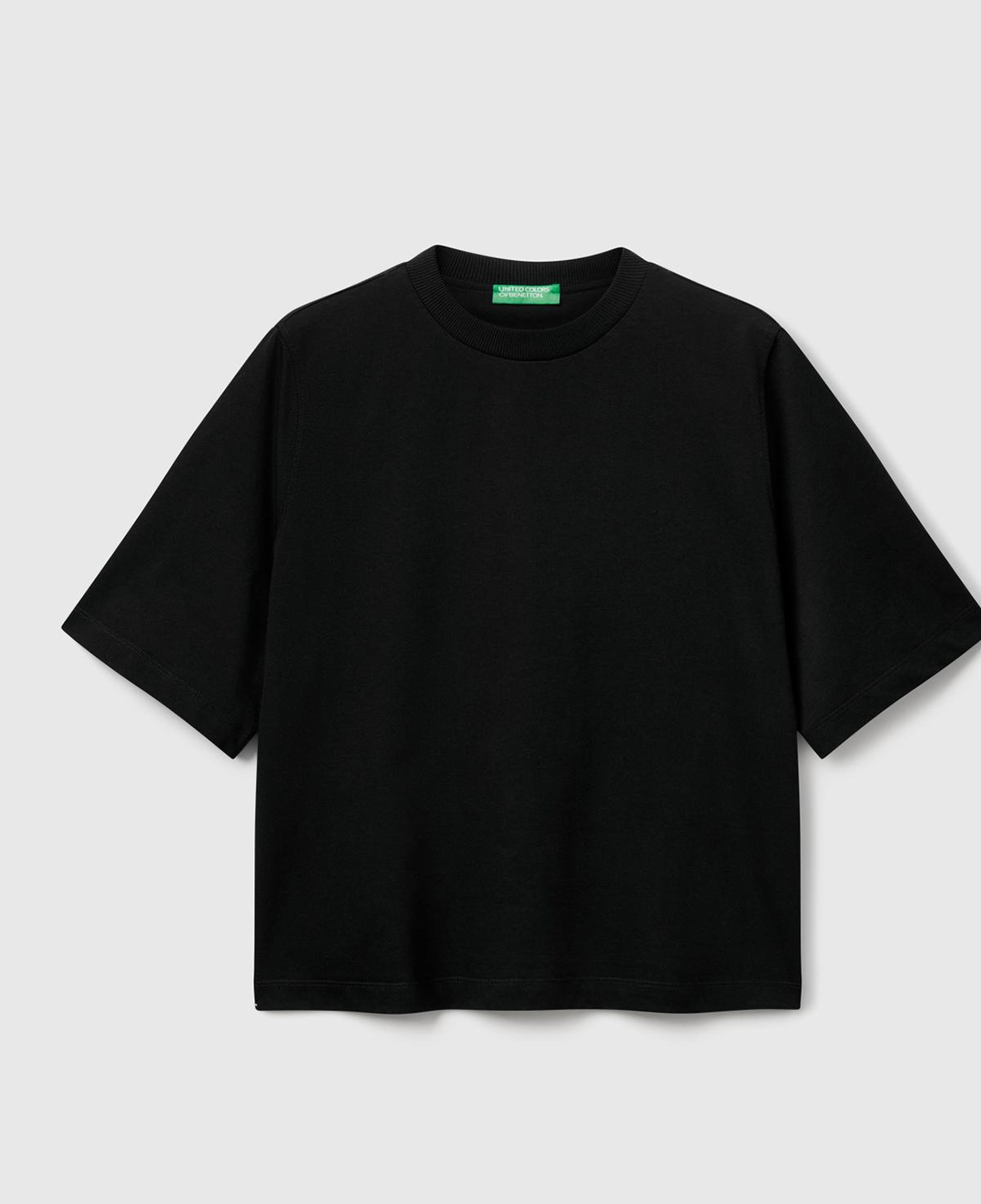 Kadın Siyah %100 Koton Boxy Fit T-Shirt