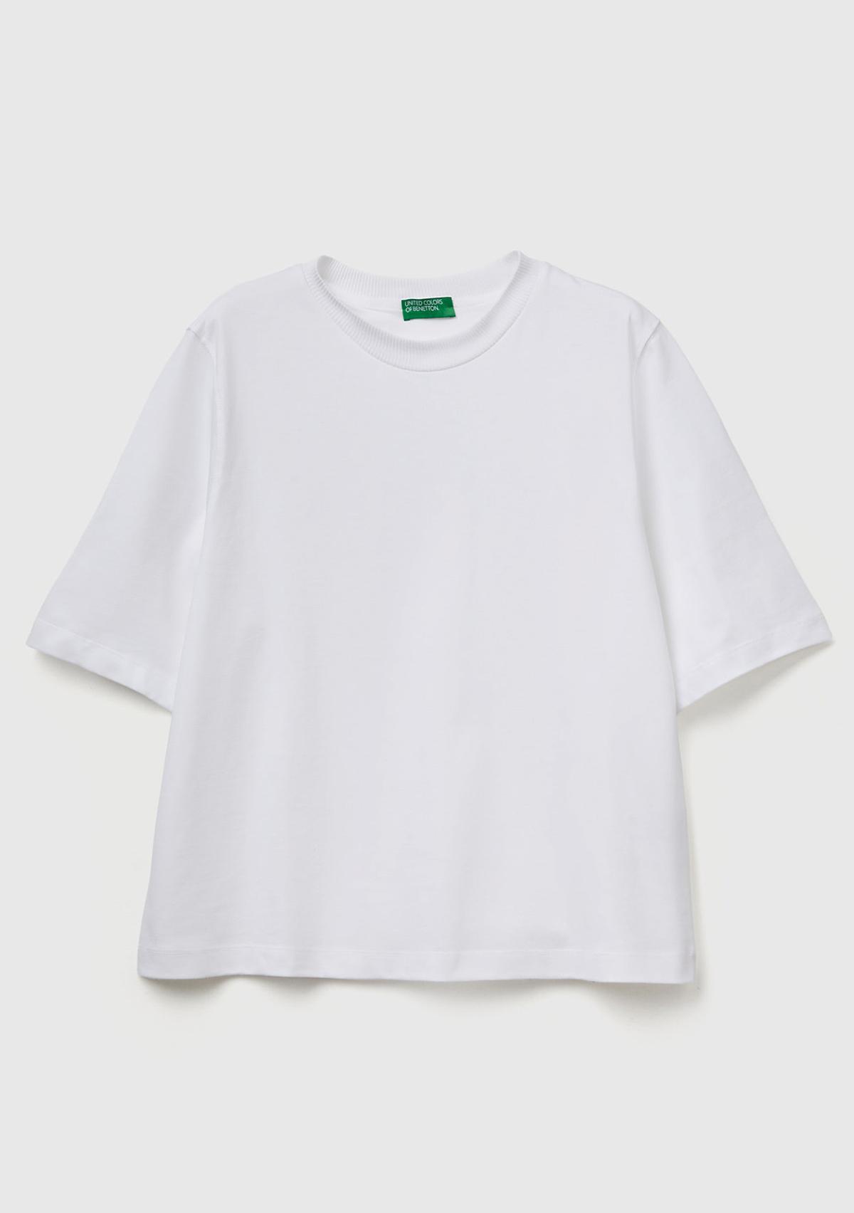 Kadın Beyaz %100 Koton Boxy Fit T-Shirt