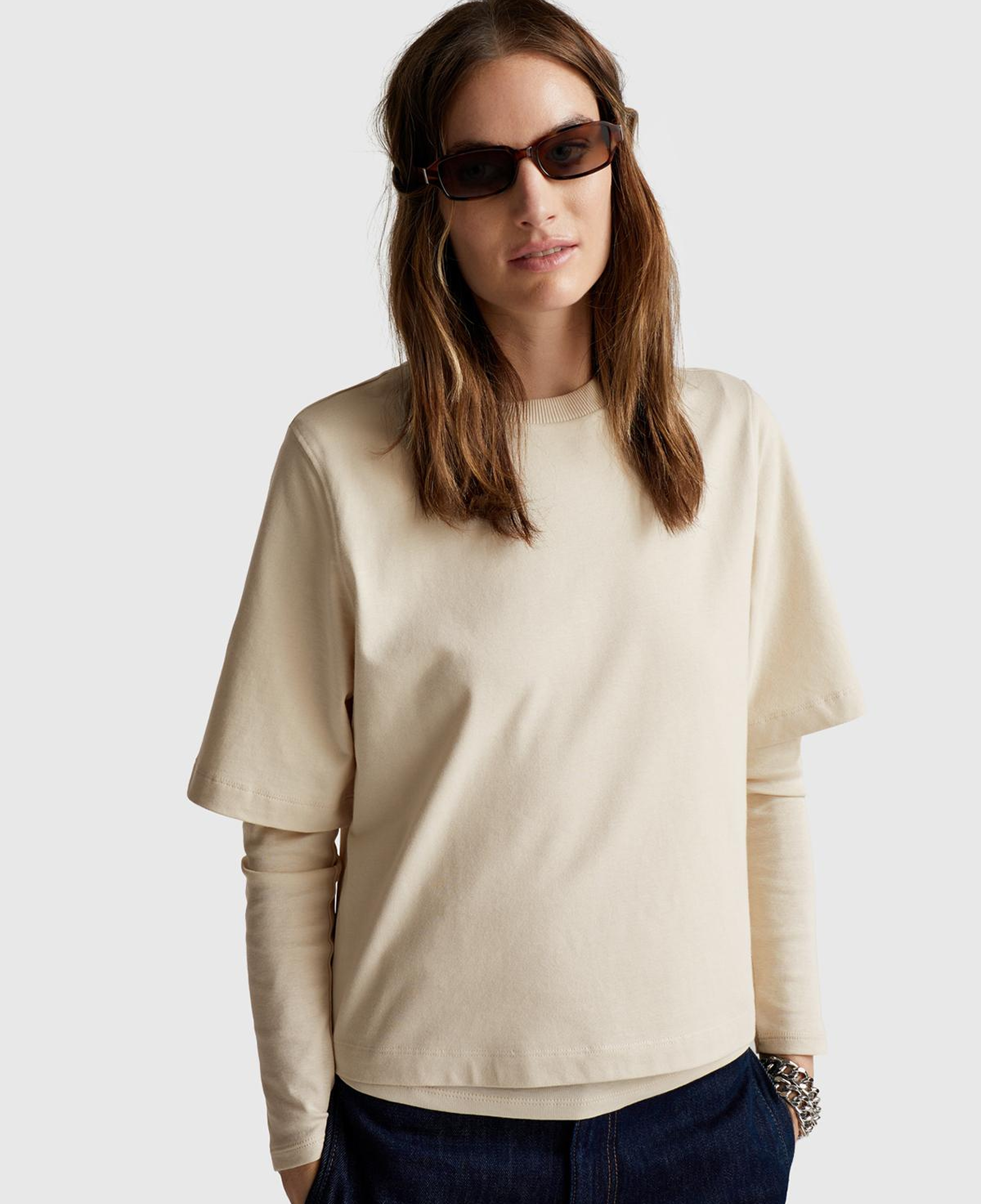 Kadın Taş %100 Koton Boxy Fit T-Shirt