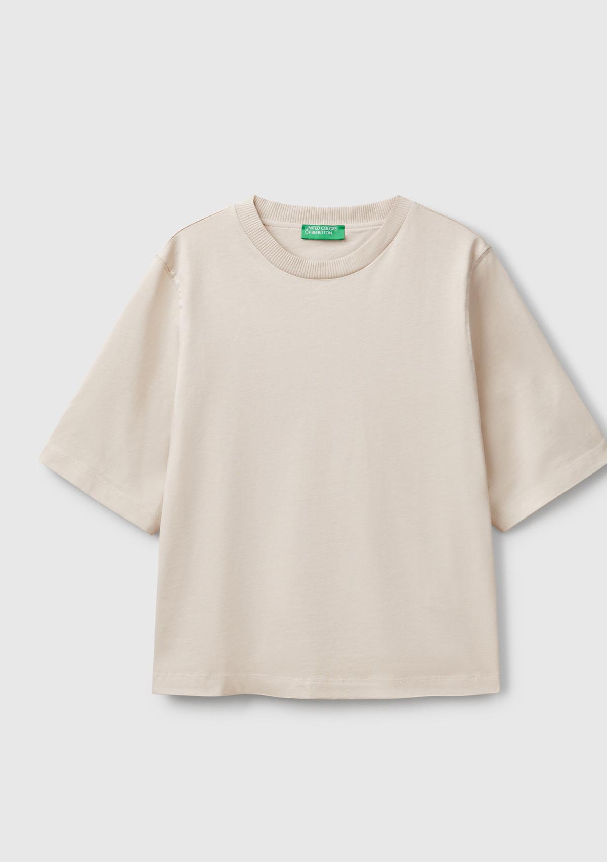 Kadın Taş %100 Koton Boxy Fit T-Shirt