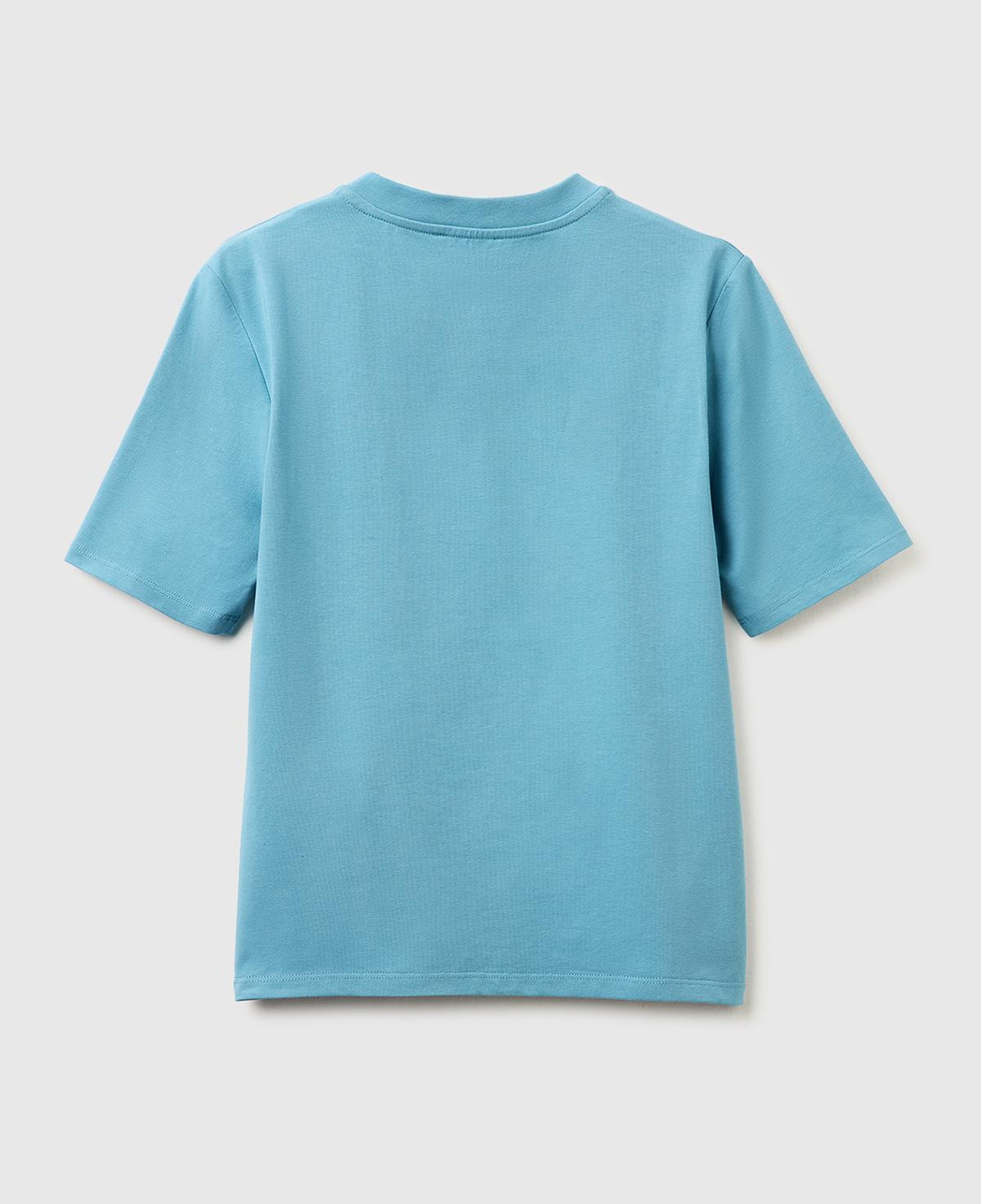 Kadın Açık Mavi Pamuk Karışımlı Payetli Nakışlı Bisiklet Yaka T-Shirt