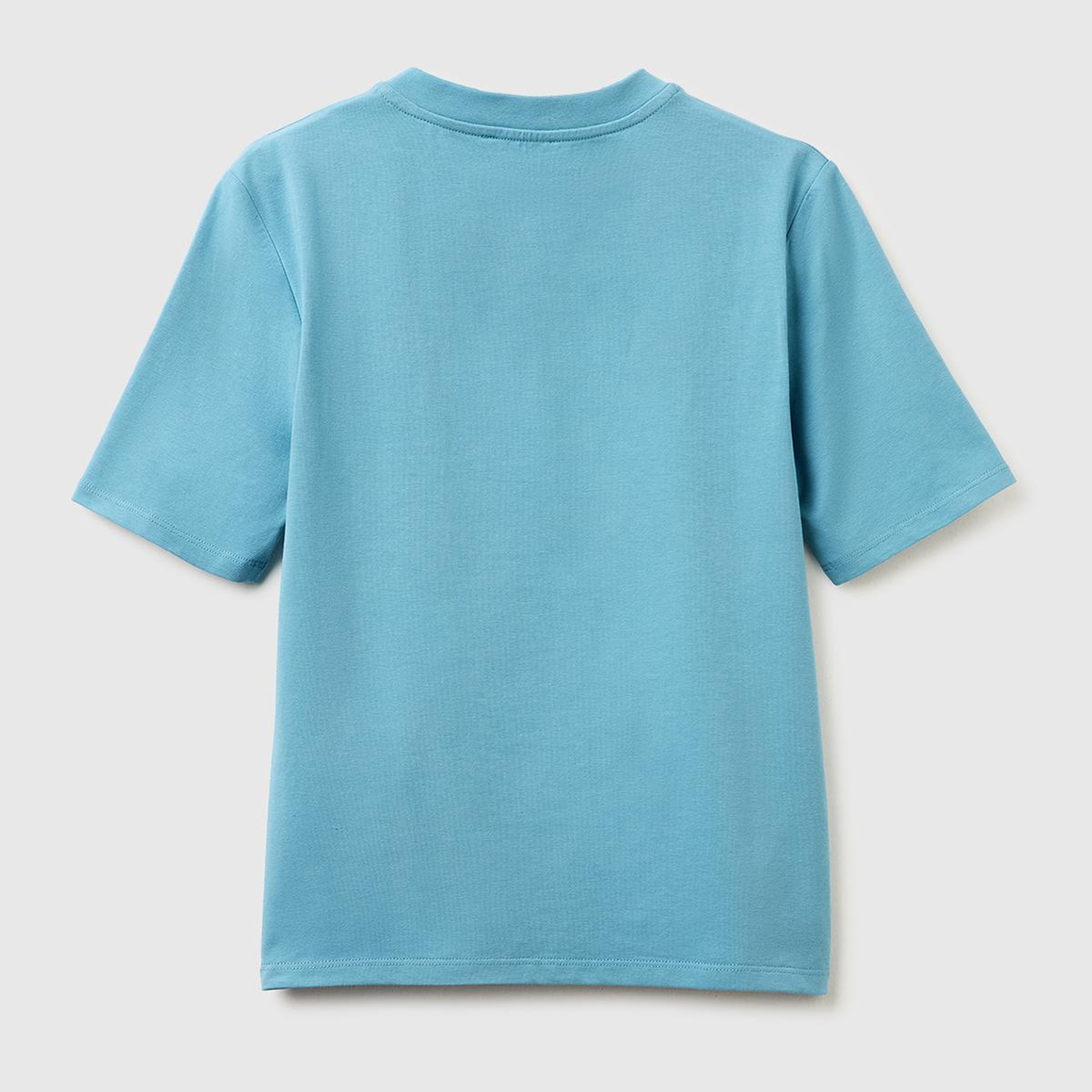 Kadın Açık Mavi Pamuk Karışımlı Payetli Nakışlı Bisiklet Yaka T-Shirt