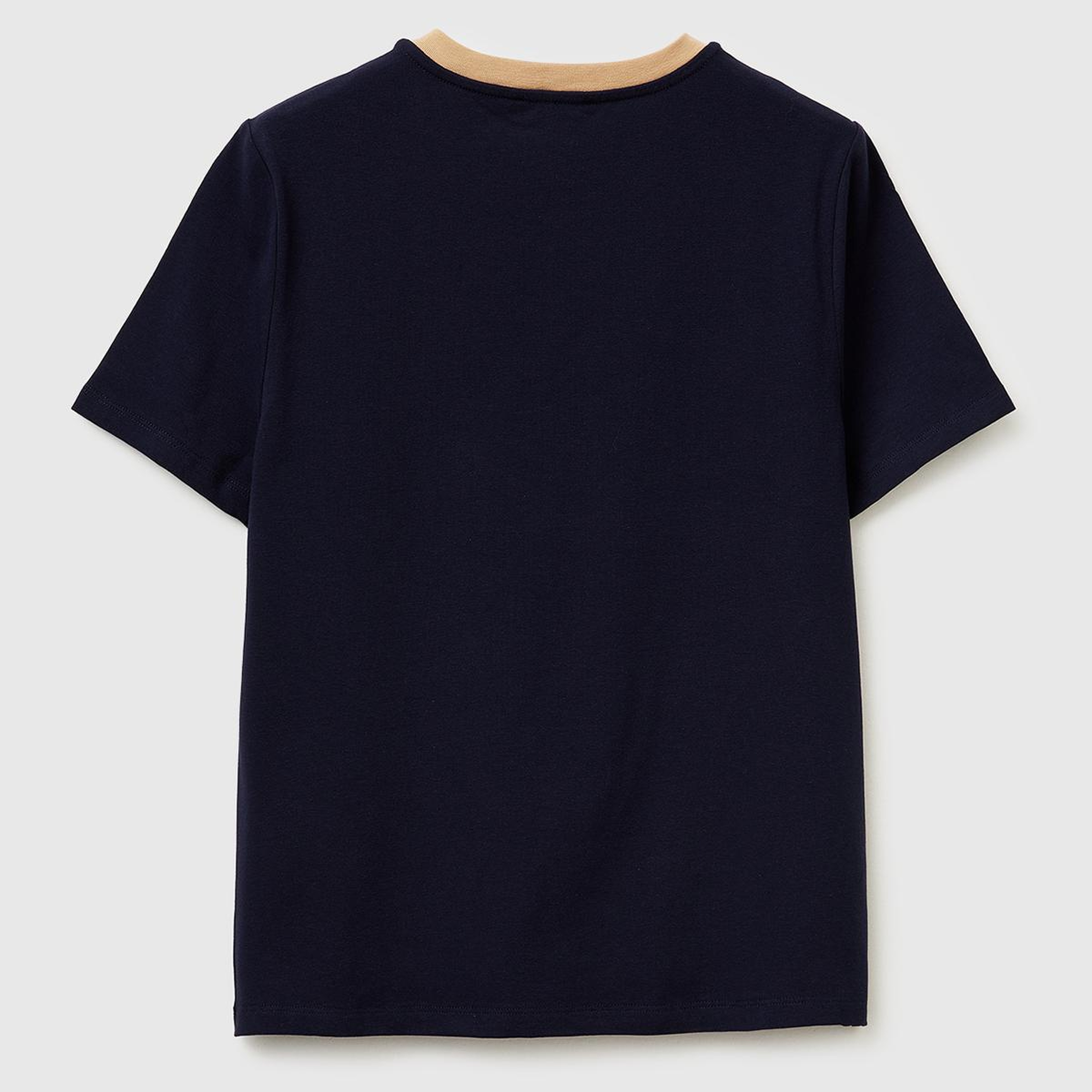 Kadın Lacivert Pamuk Karışımlı Önü İşlemeli Bisiklet Yaka T-Shirt