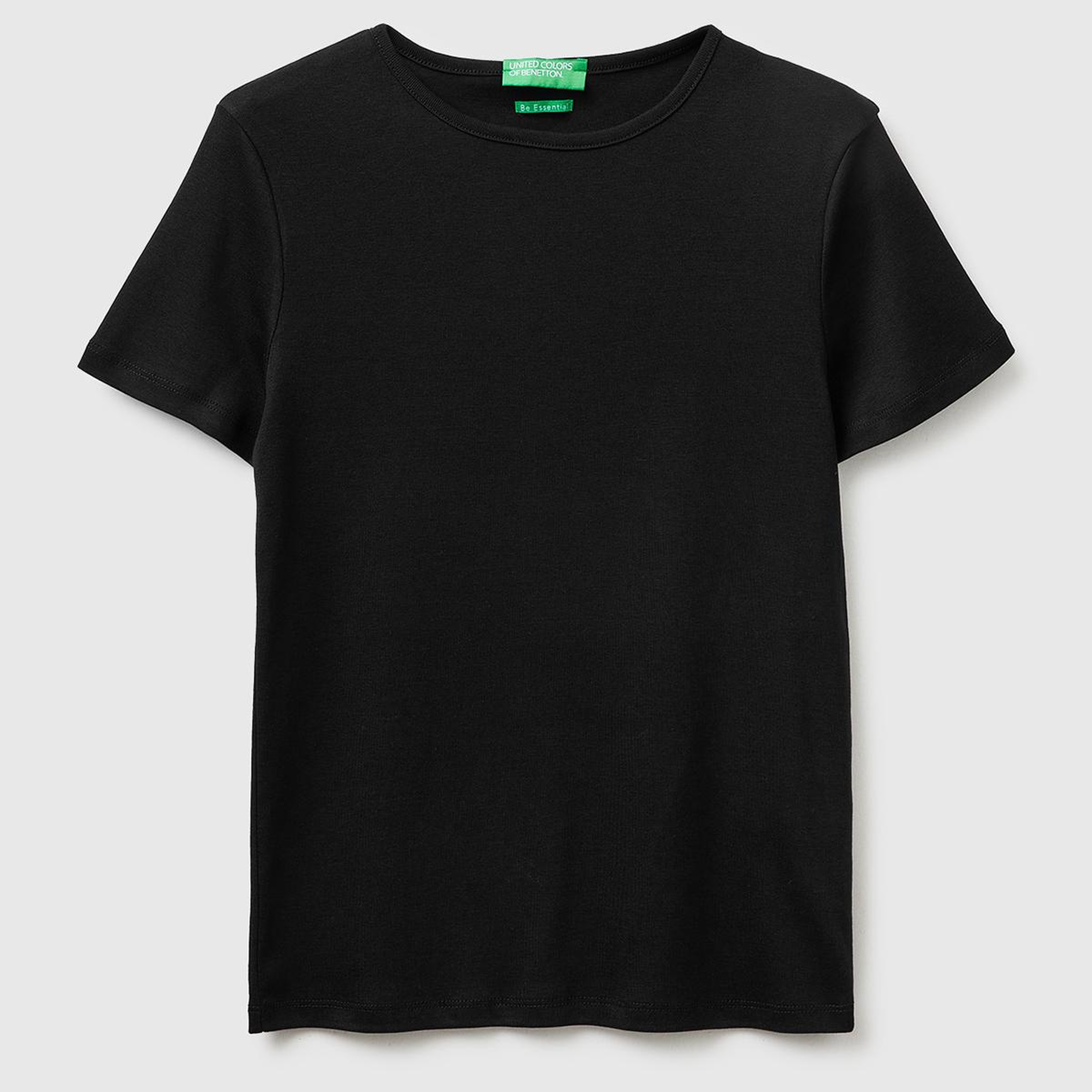 Kadın Siyah %100 Pamuk Bisiklet Yaka T-Shirt
