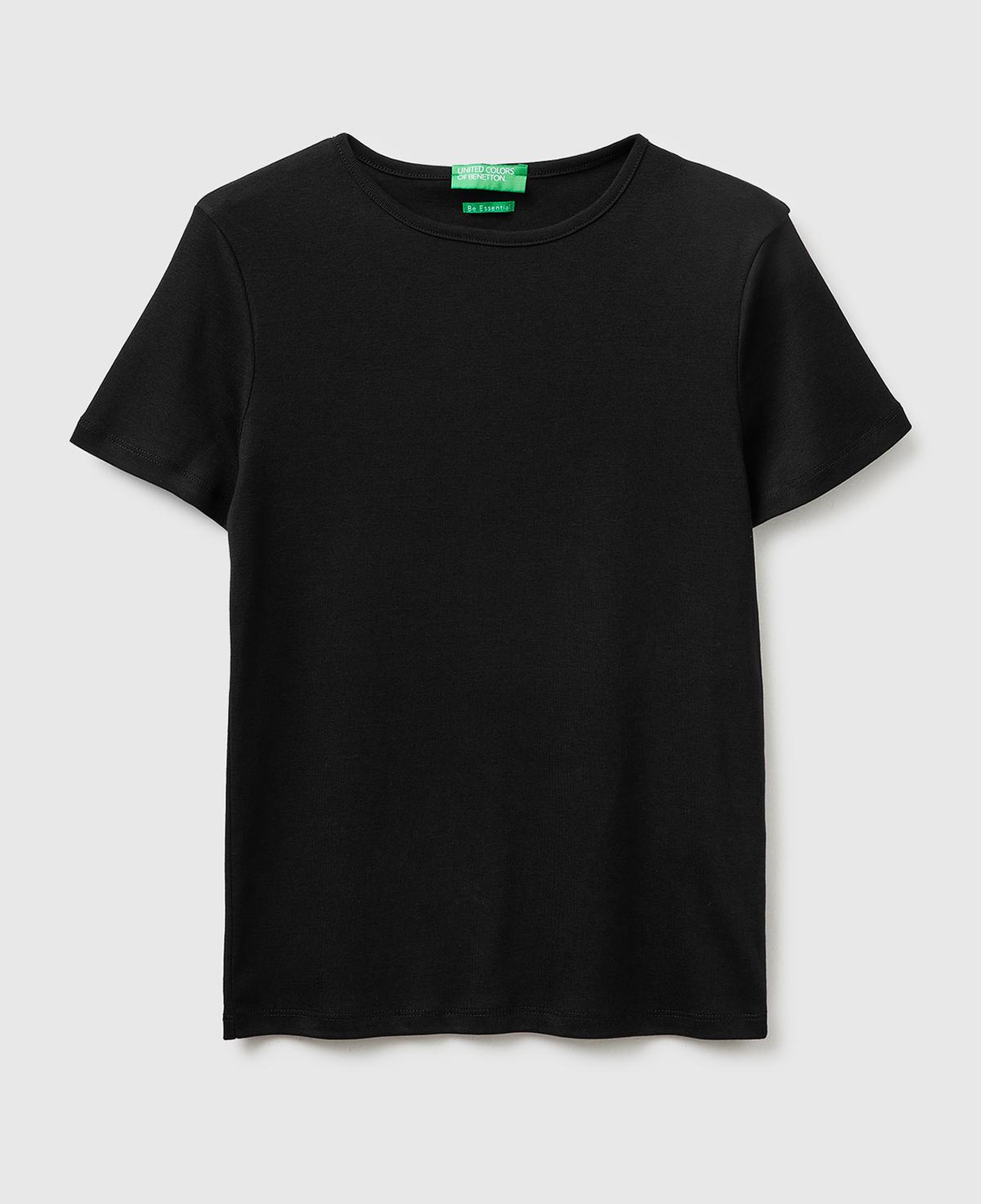 Kadın Siyah %100 Pamuk Bisiklet Yaka T-Shirt