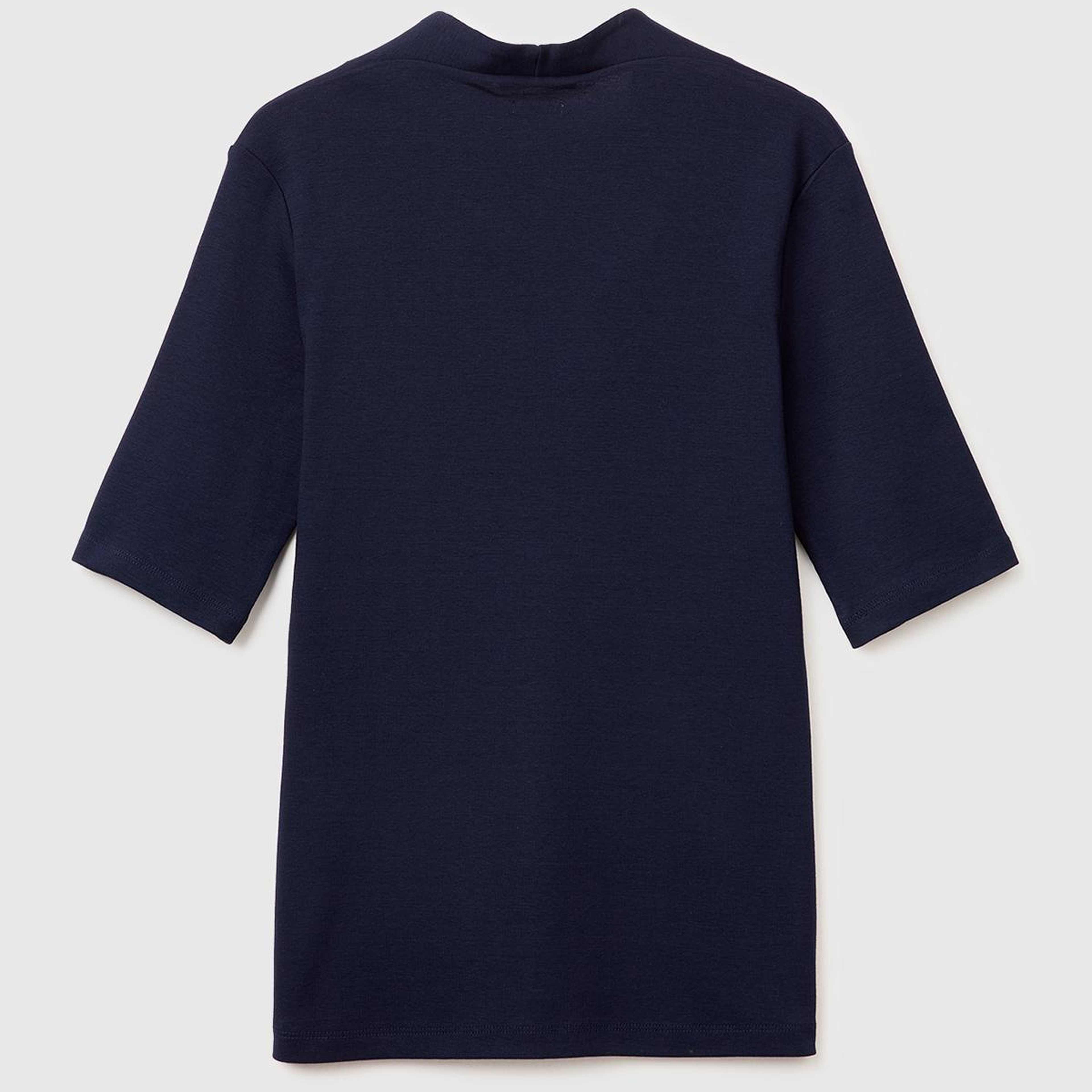 Kadın Lacivert %100 Pamuk Yarım Kollu Derin V Yaka T-Shirt