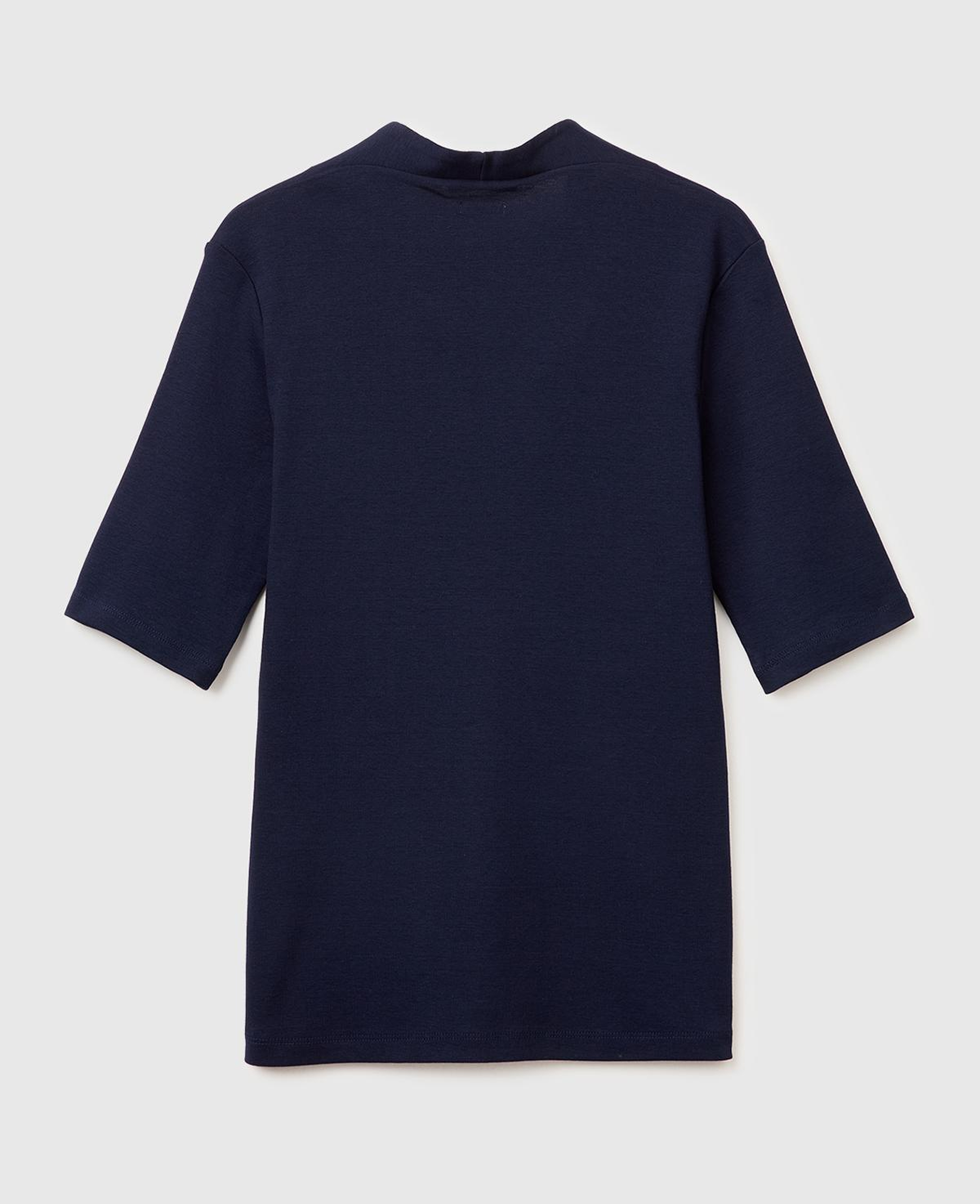 Kadın Lacivert %100 Pamuk Yarım Kollu Derin V Yaka T-Shirt