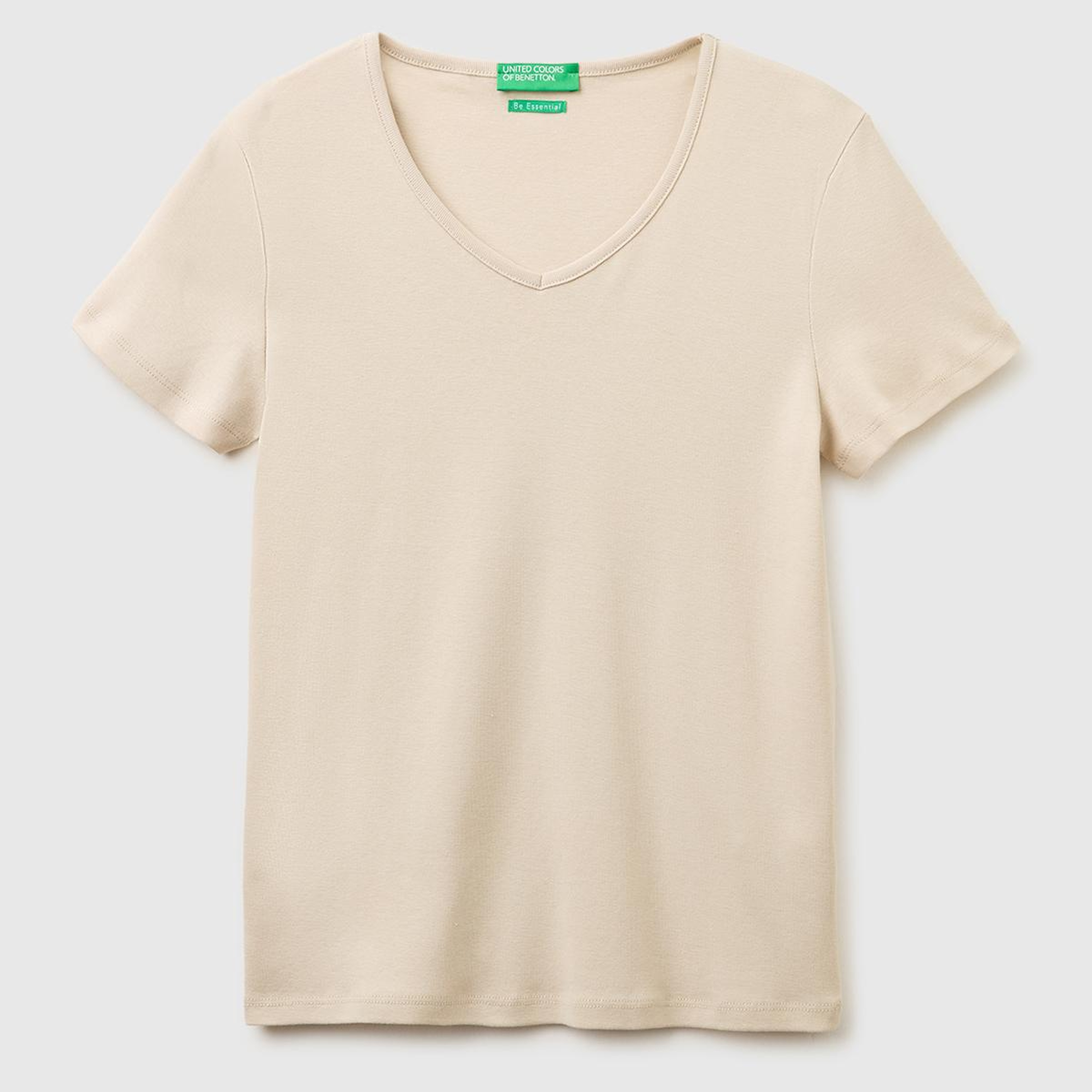 Kadın Taş %100 Pamuk Geniş V Yaka T-Shirt