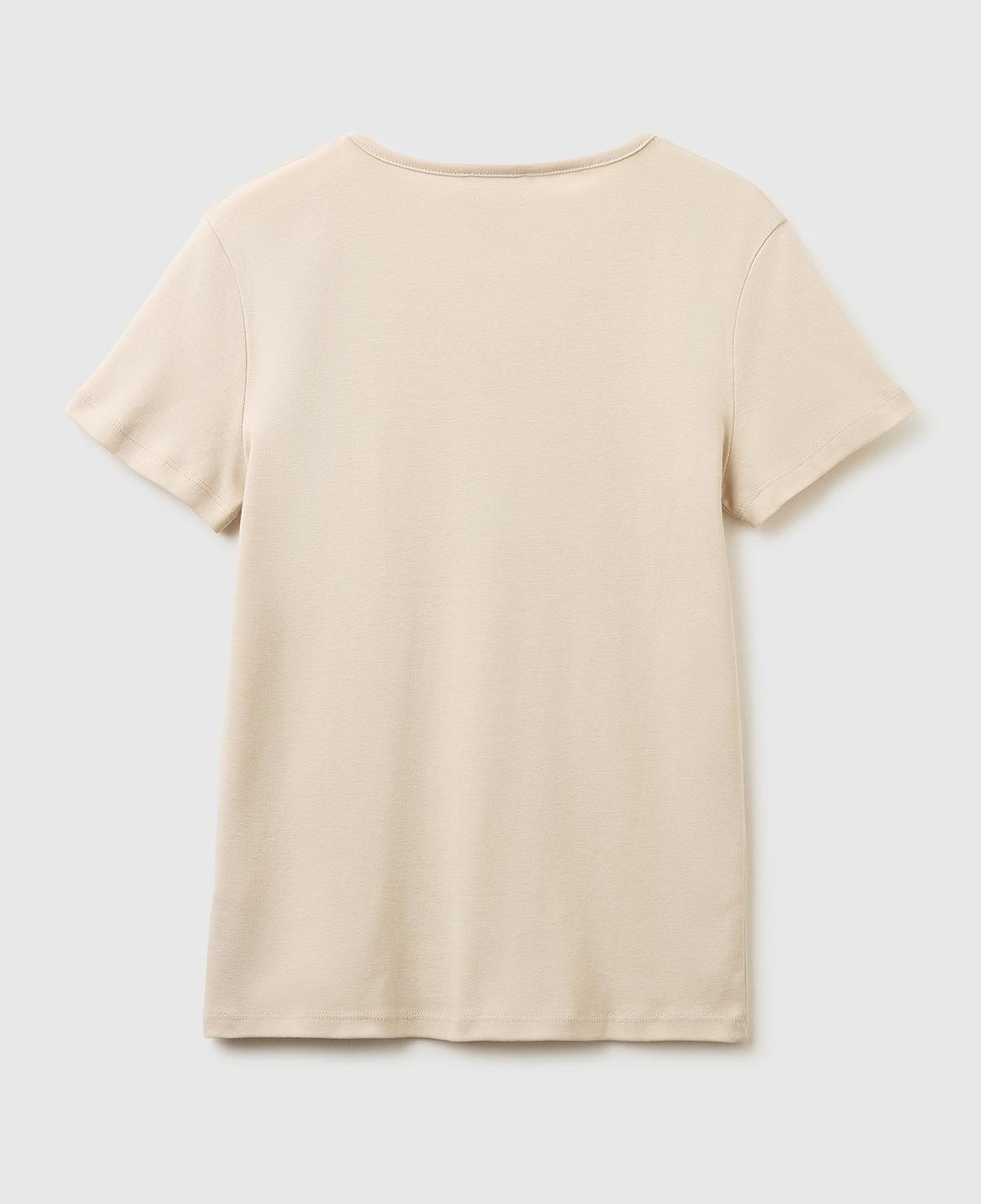 Kadın Taş %100 Pamuk Geniş V Yaka T-Shirt