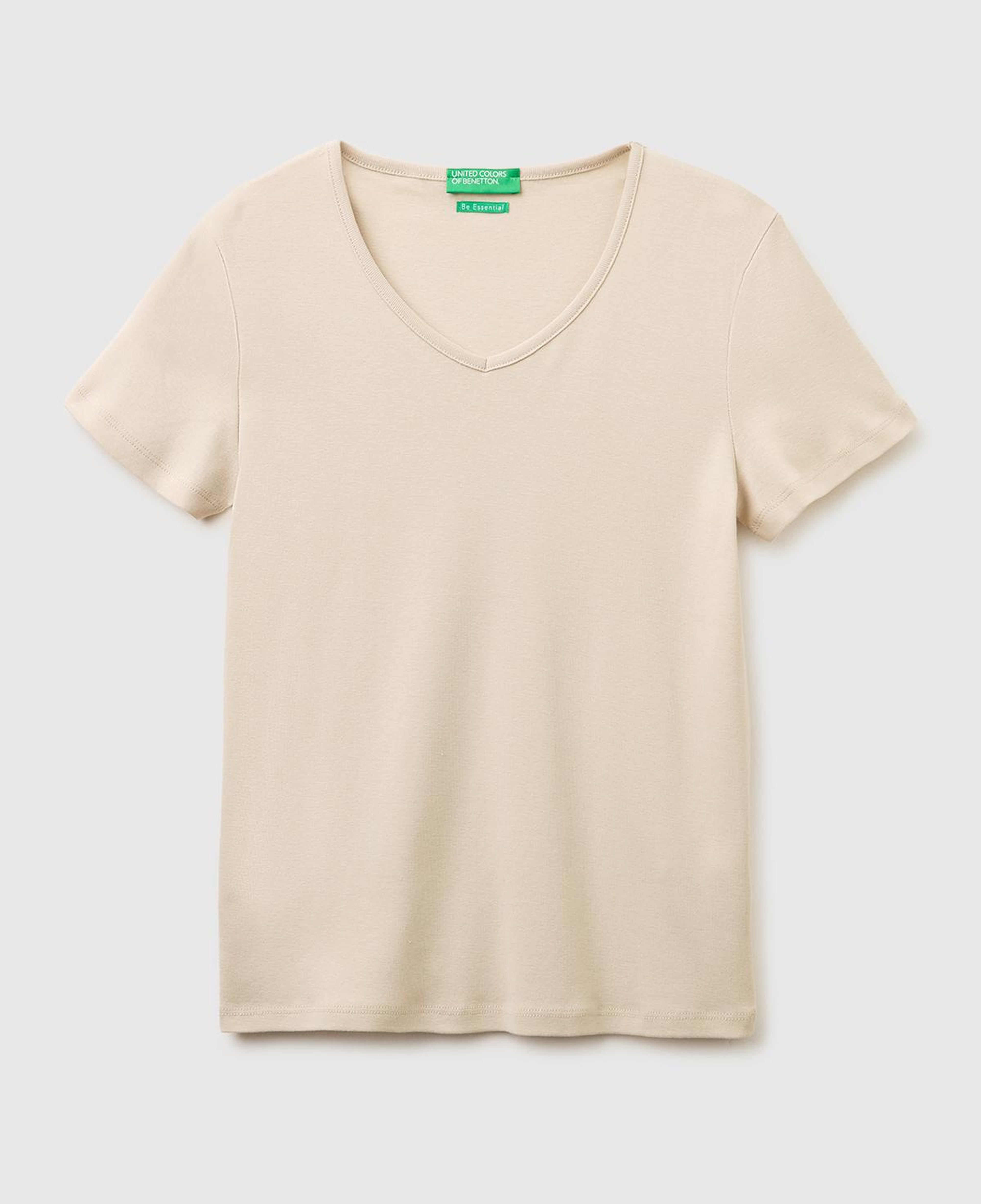 Kadın Taş %100 Pamuk Geniş V Yaka T-Shirt