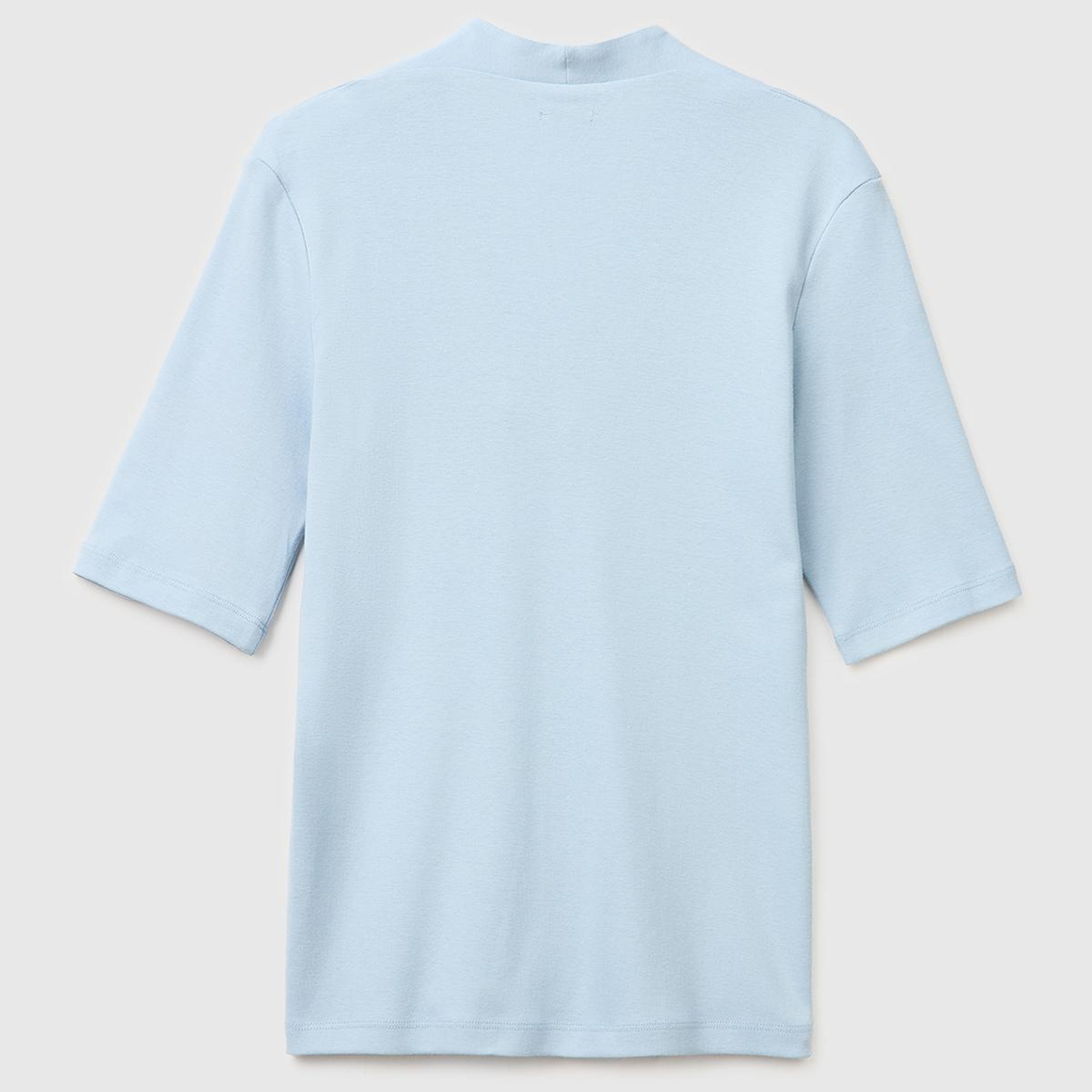 Kadın Açık Mavi %100 Pamuk Yarım Kollu Derin V Yaka T-Shirt