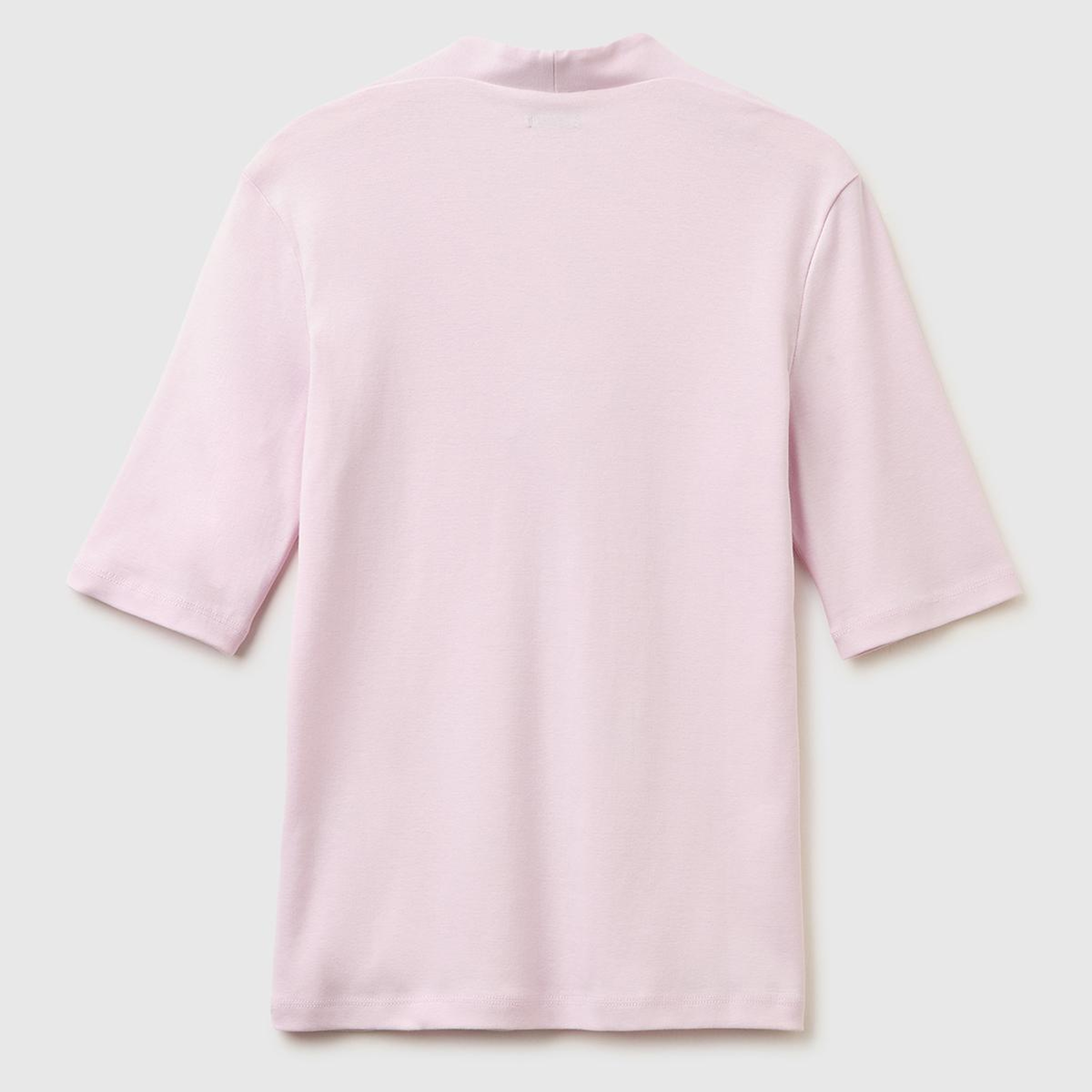 Kadın Açık Pembe %100 Pamuk Yarım Kollu Derin V Yaka T-Shirt