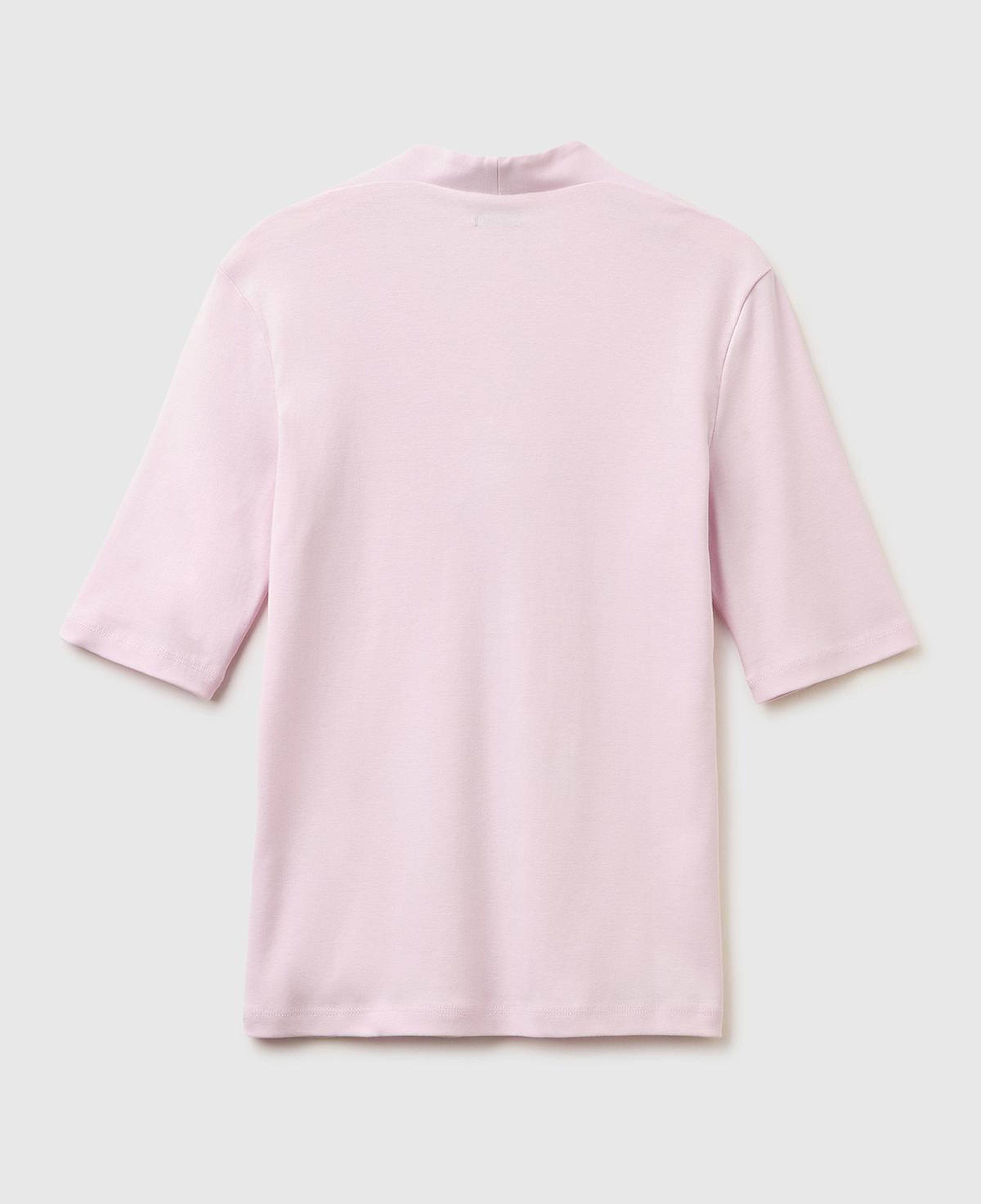 Kadın Açık Pembe %100 Pamuk Yarım Kollu Derin V Yaka T-Shirt