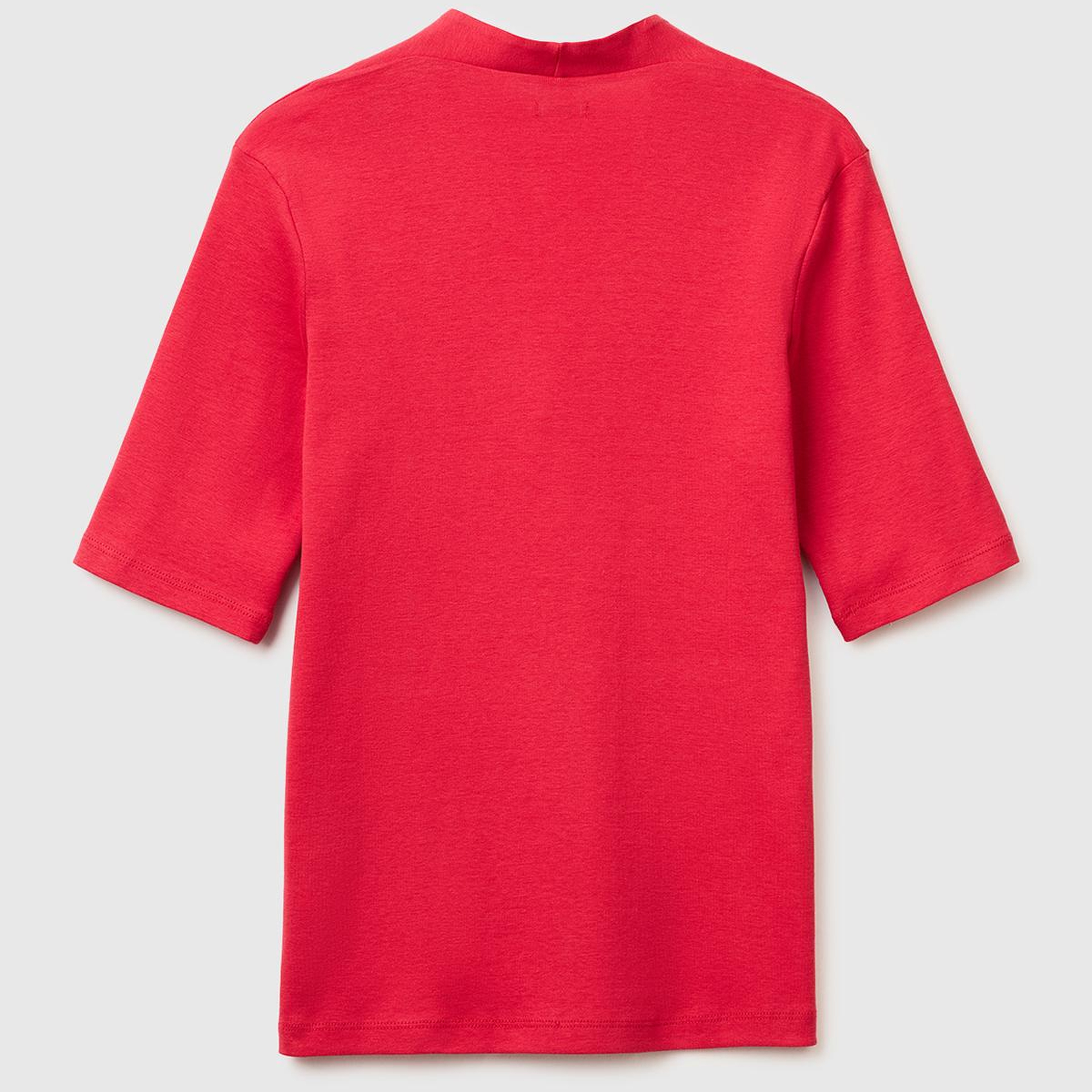 Kadın Kırmızı %100 Pamuk Yarım Kollu Derin V Yaka T-Shirt