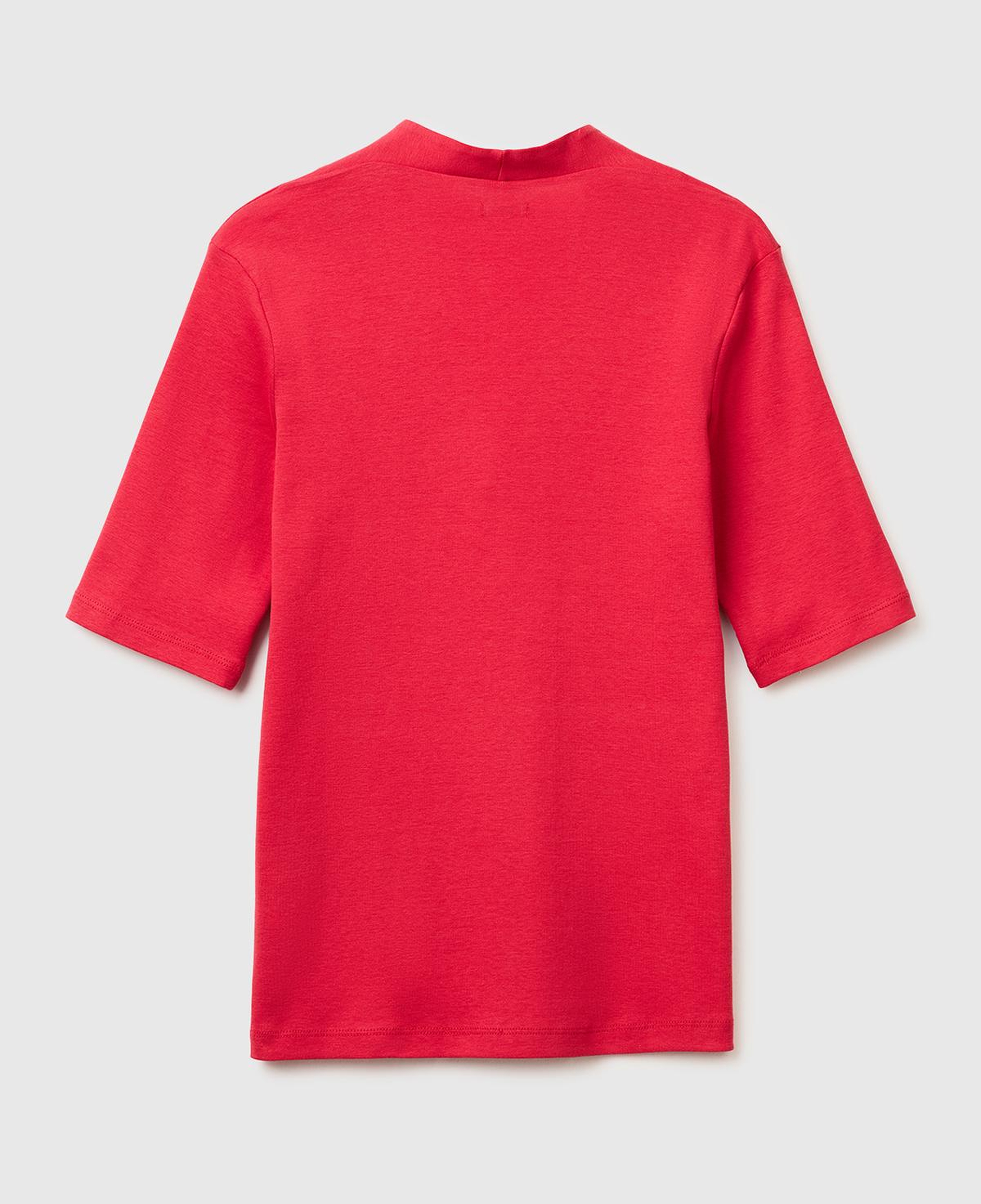 Kadın Kırmızı %100 Pamuk Yarım Kollu Derin V Yaka T-Shirt