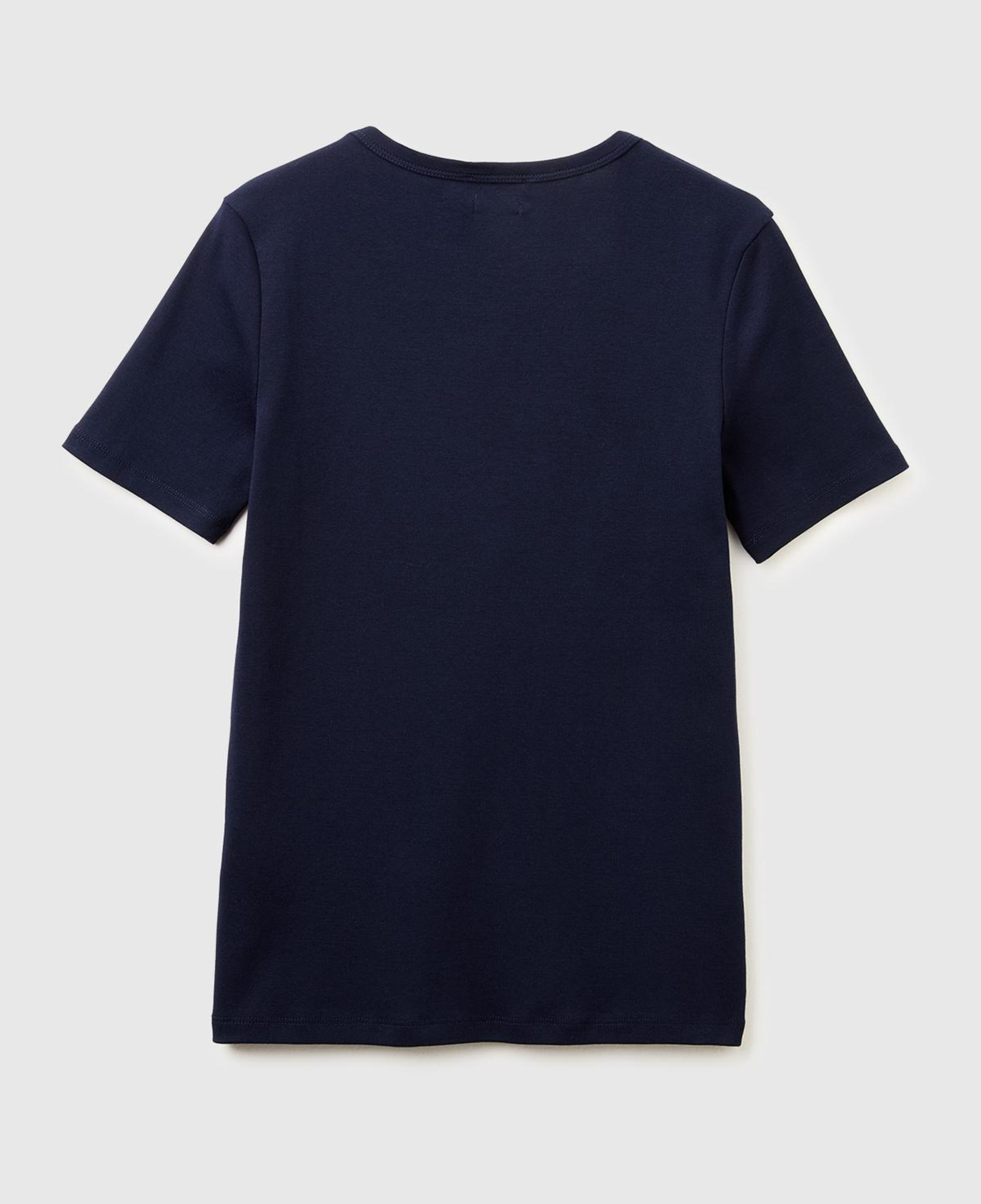 Kadın Lacivert %100 Pamuk Logo Baskılı Bisiklet Yaka T-Shirt