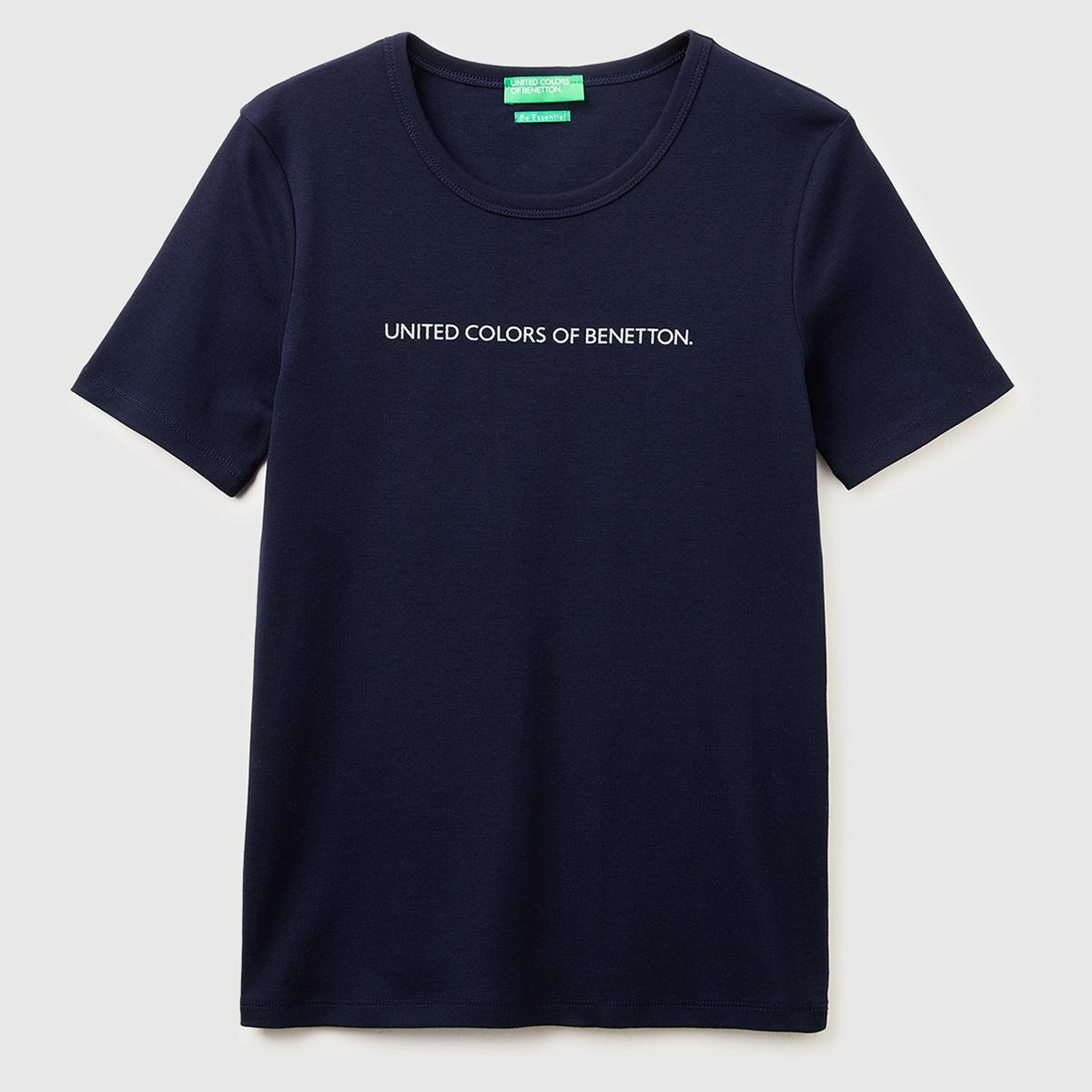Kadın Lacivert %100 Pamuk Logo Baskılı Bisiklet Yaka T-Shirt