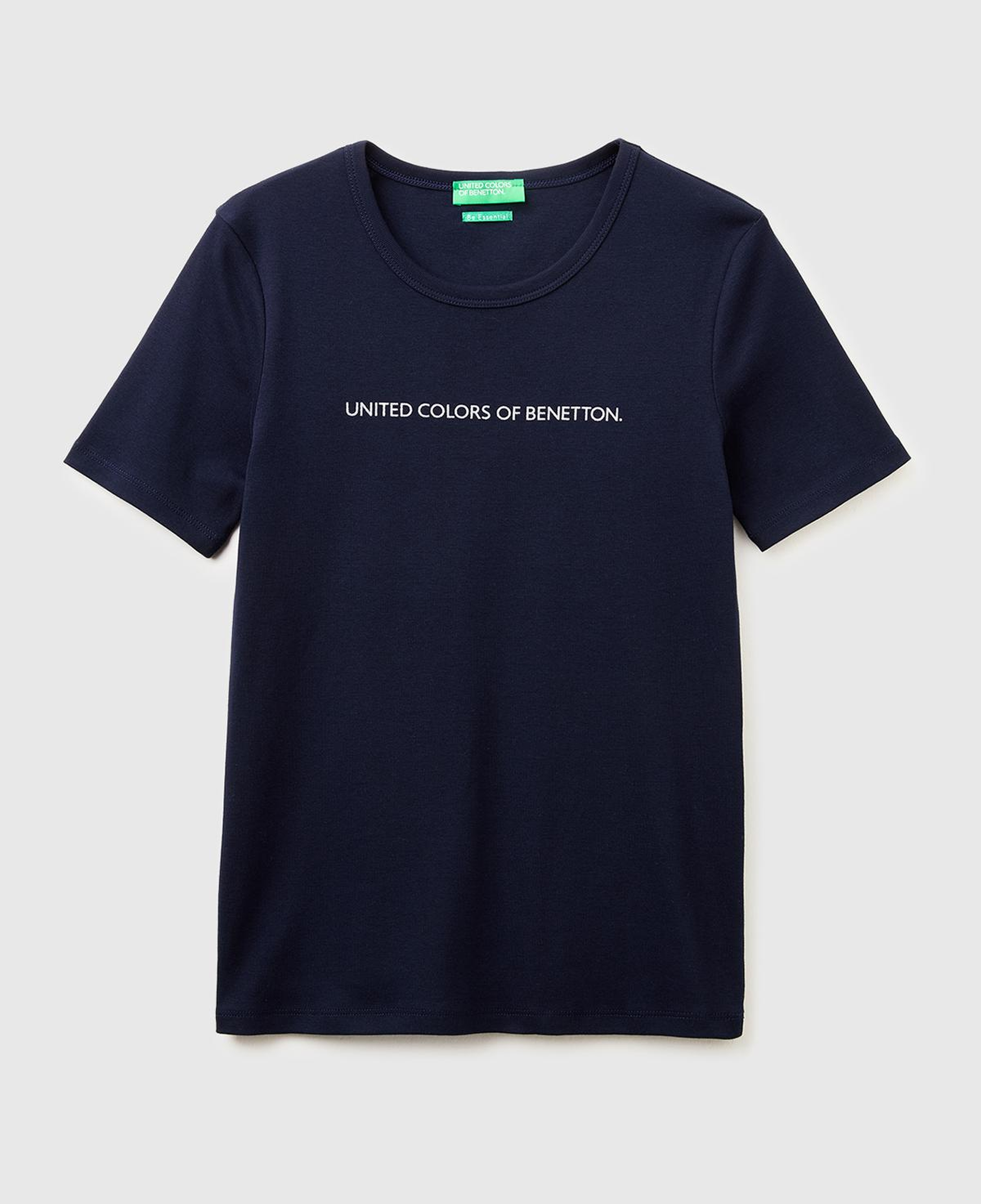 Kadın Lacivert %100 Pamuk Logo Baskılı Bisiklet Yaka T-Shirt