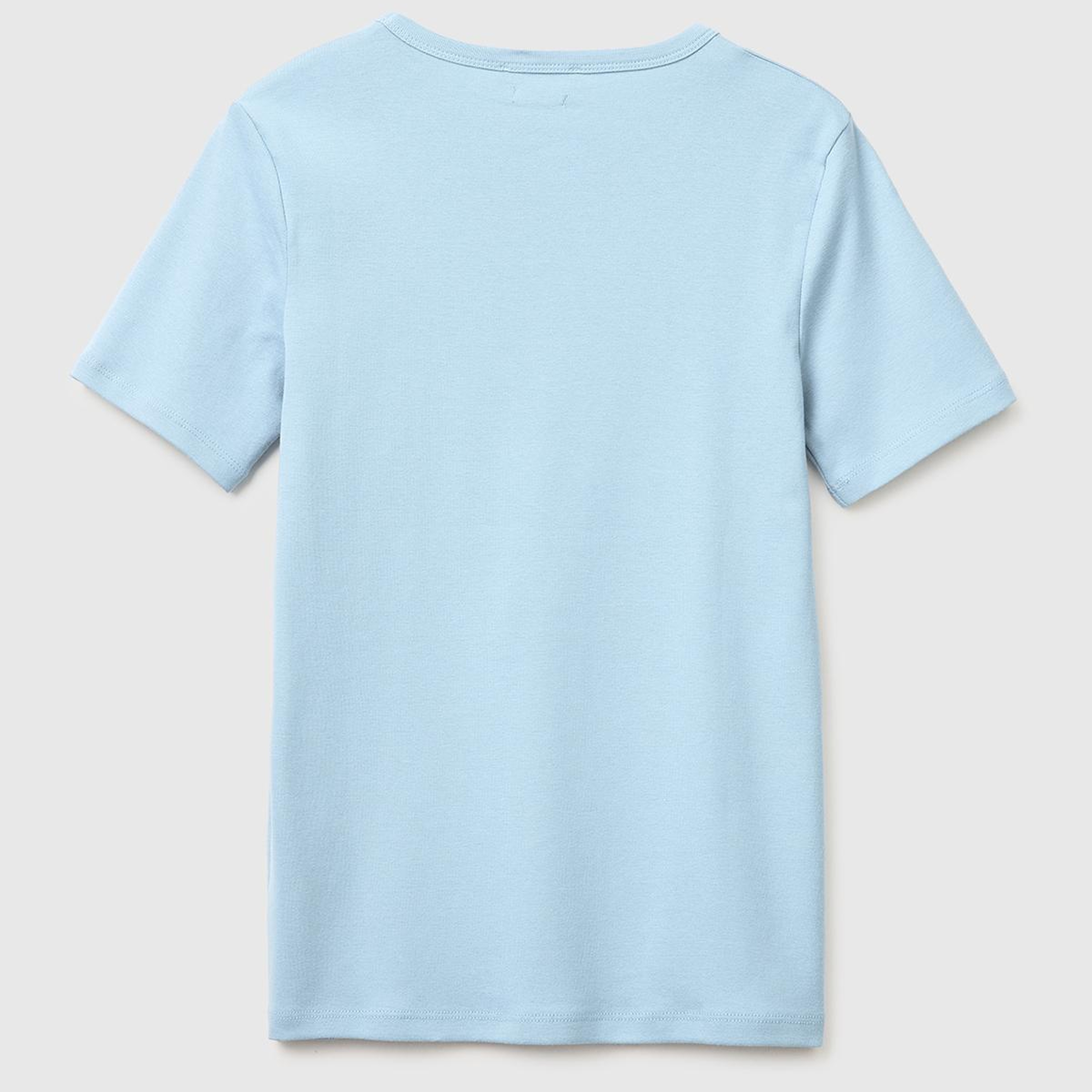 Kadın Açık Mavi %100 Pamuk Logo Baskılı Bisiklet Yaka T-Shirt