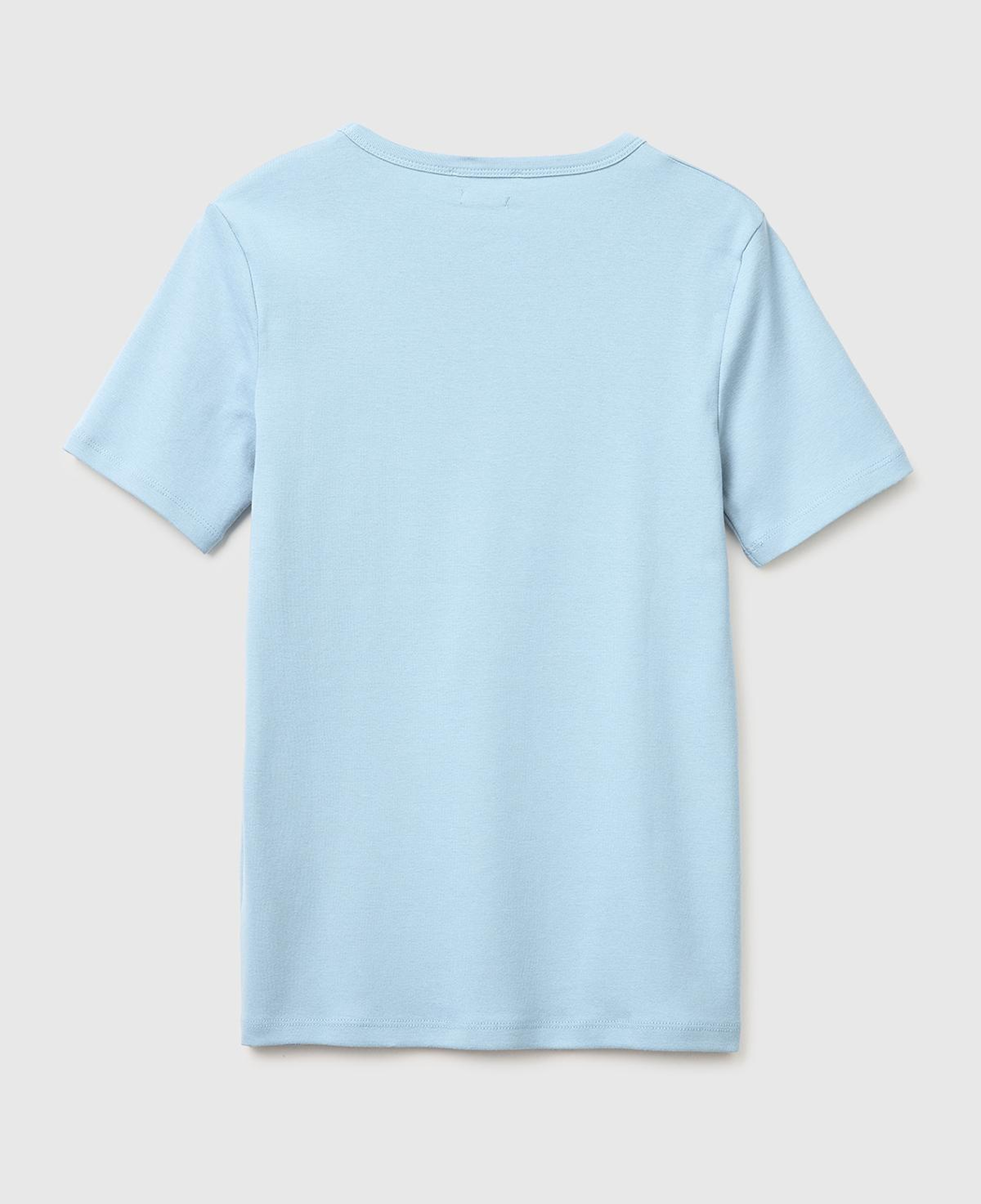 Kadın Açık Mavi %100 Pamuk Logo Baskılı Bisiklet Yaka T-Shirt